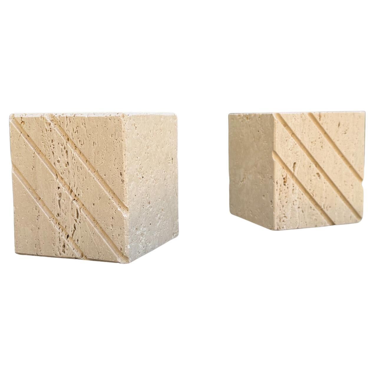 Fratelli Mannelli Travertine Bookends, Italy, c.1970