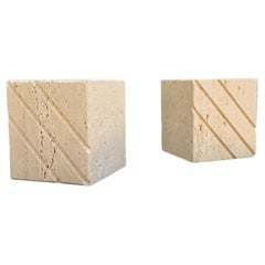 Fratelli Mannelli Travertine Bookends, Italy, c.1970