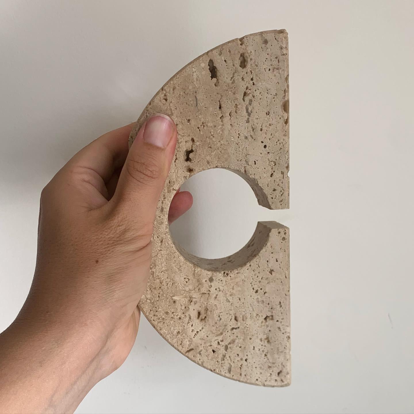 Fratelli Mannelli Travertine Brutalist Candleholder, Made in Italy, circa 1970 8
