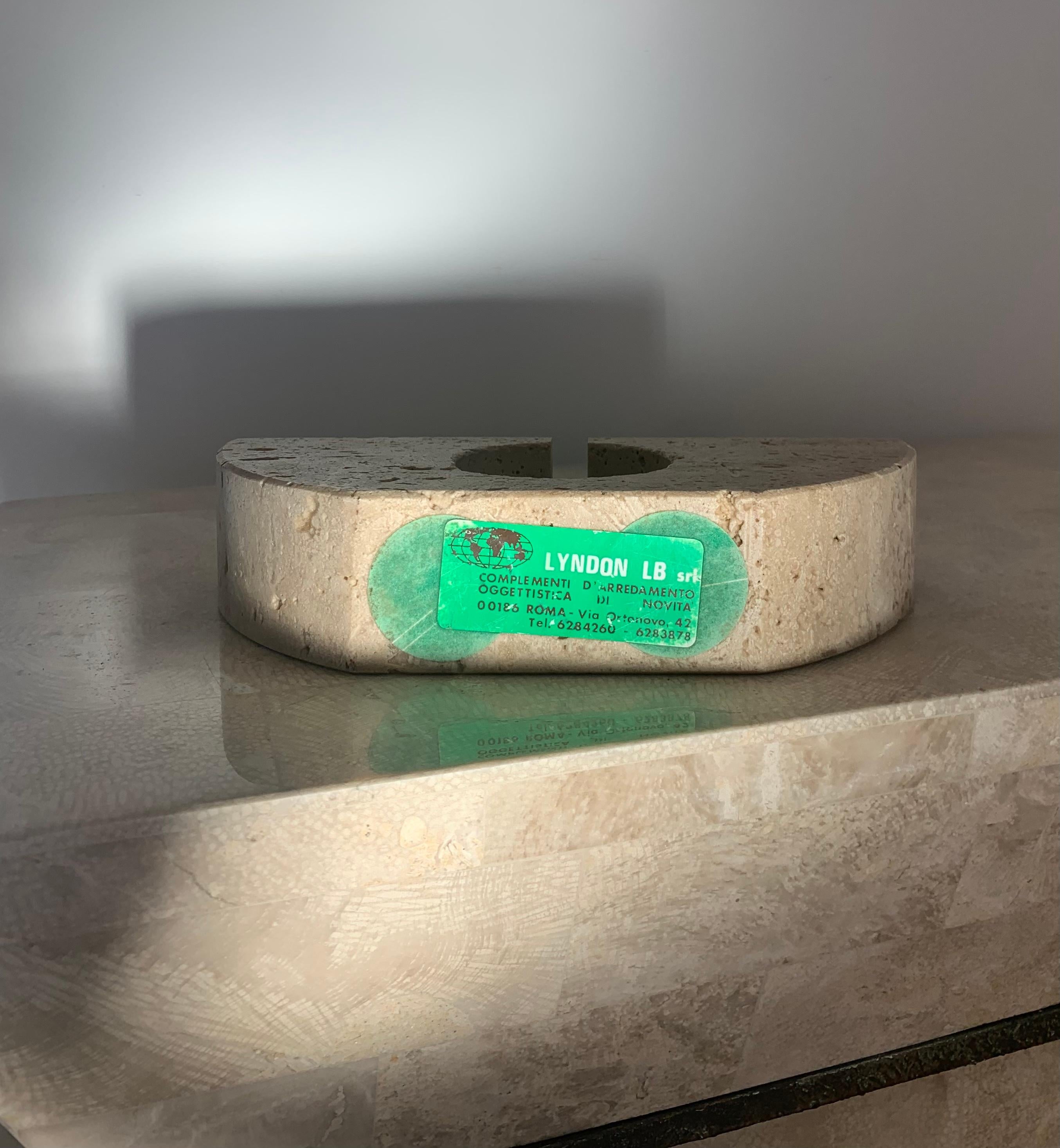 Late 20th Century Fratelli Mannelli Travertine Brutalist Candleholder, Made in Italy, circa 1970