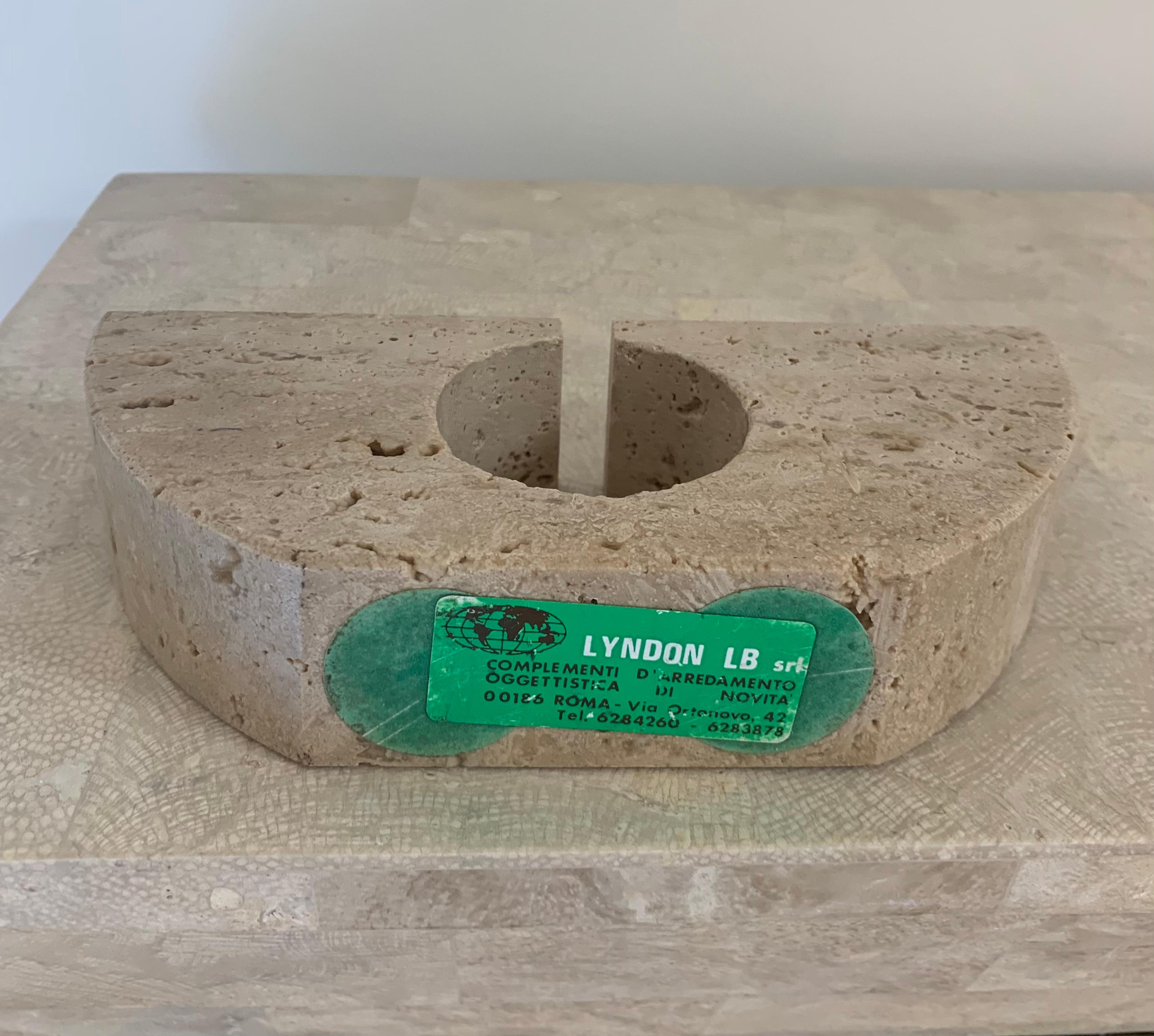 Fratelli Mannelli Travertine Brutalist Candleholder, Made in Italy, circa 1970 2