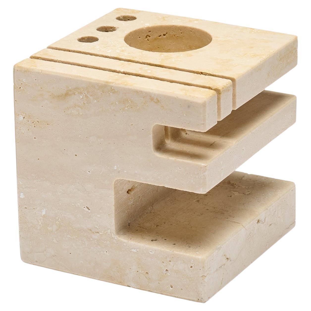 Fratelli Mannelli Travertine Desk Organizer, 1970s