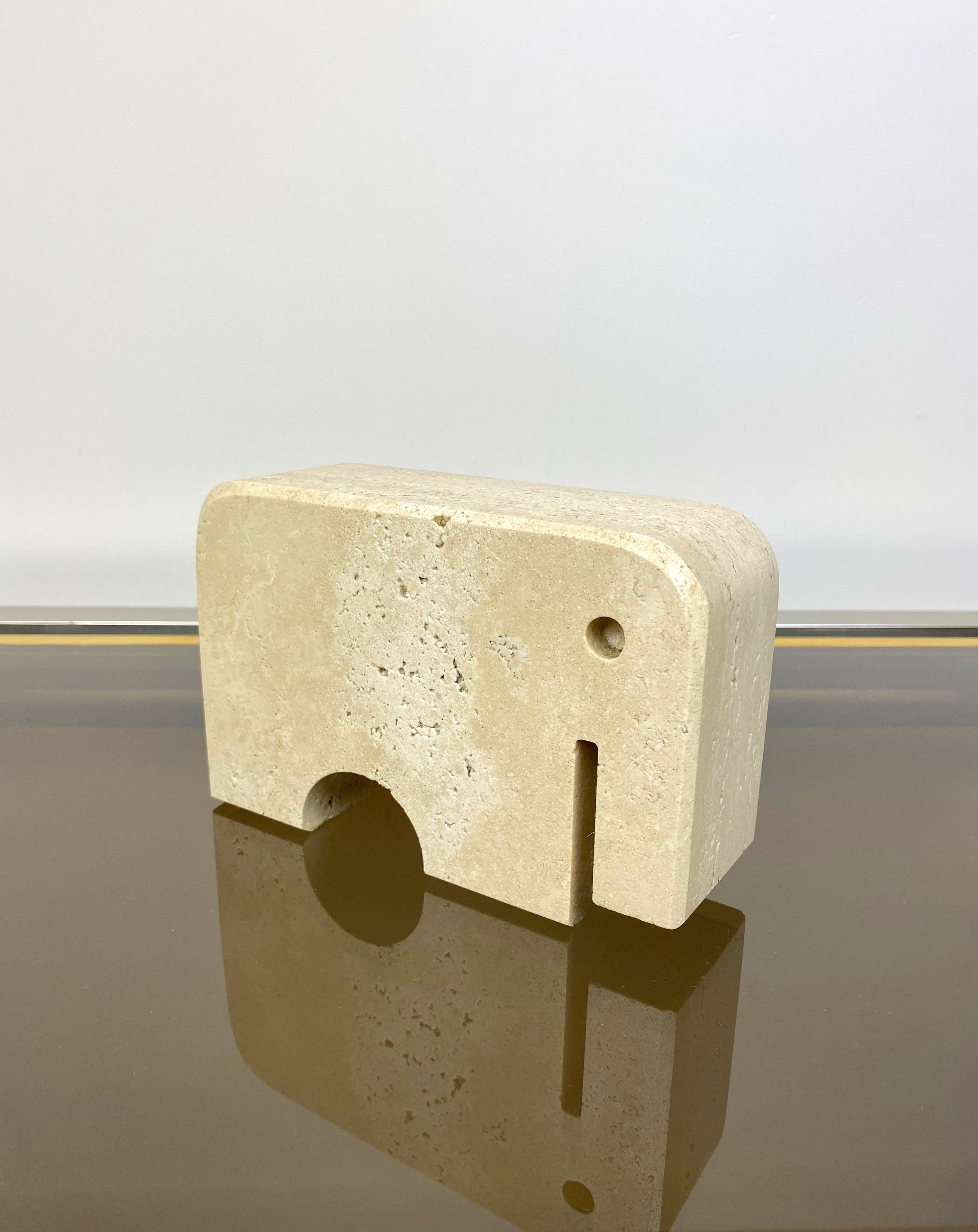 Italian Fratelli Mannelli Travertine Elephant Animal Sculpture, Italy, 1970s