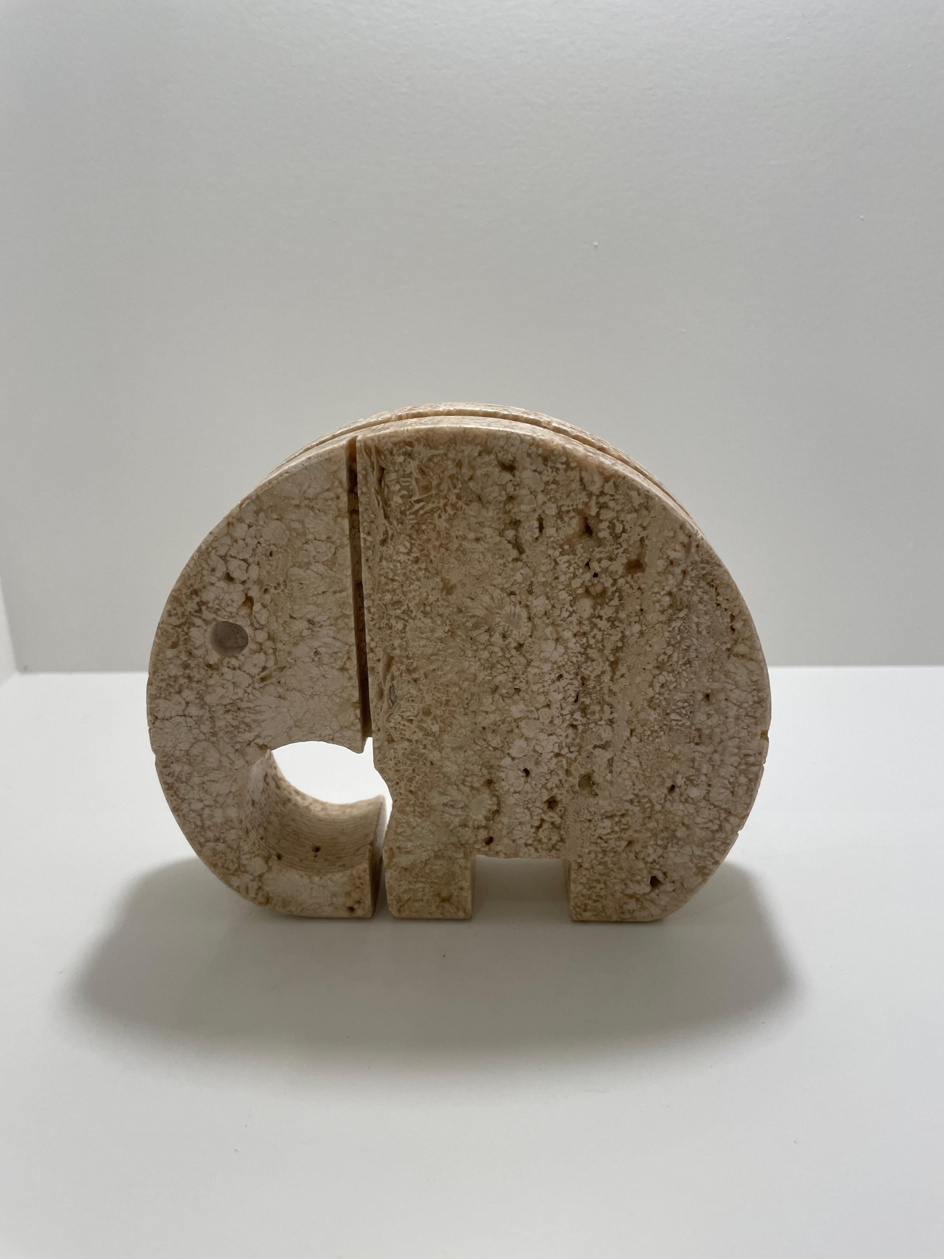 Fratelli Mannelli Travertine Elephant Letter Holder Sculpture, Italy, 1970s 4