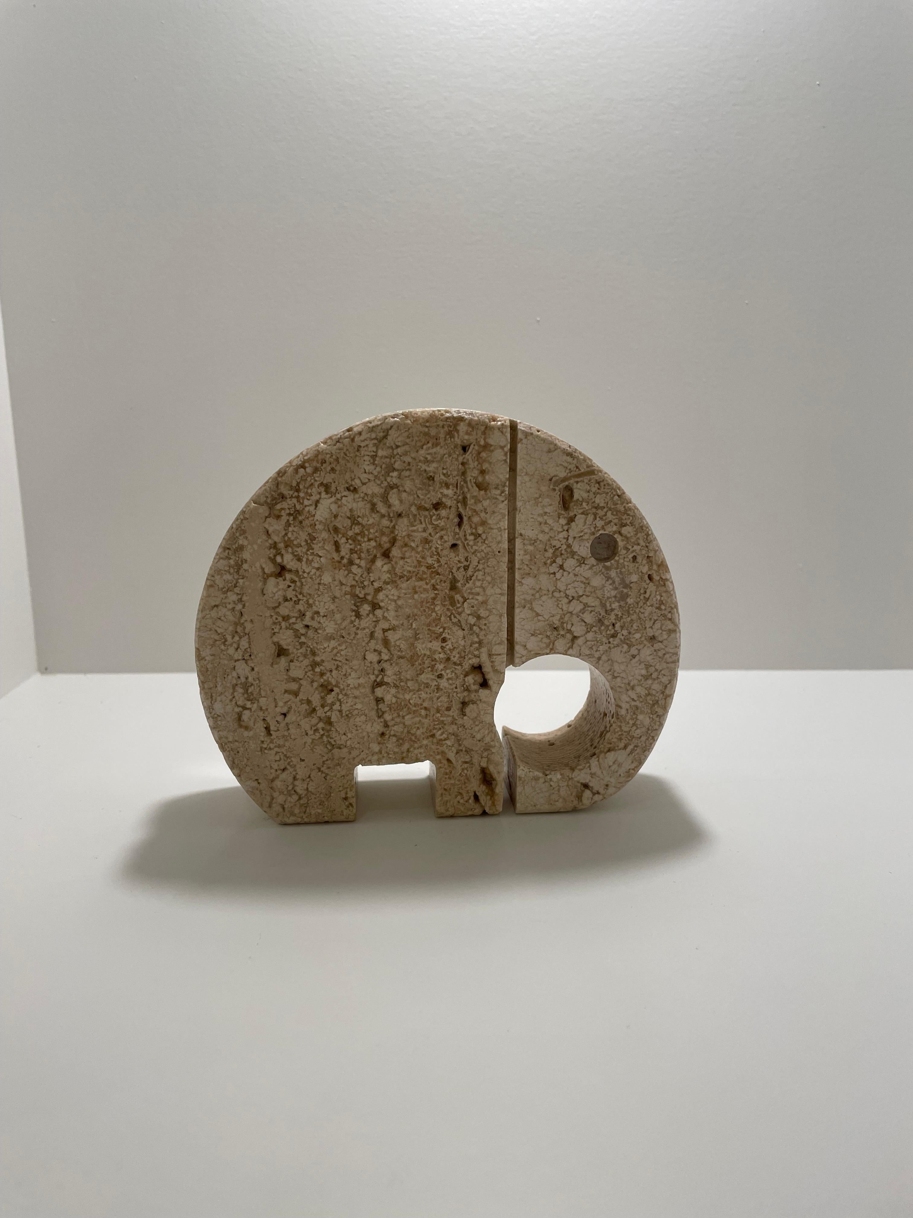 Fratelli Mannelli travertine elephant letter holder sculpture Minimalist Italy.