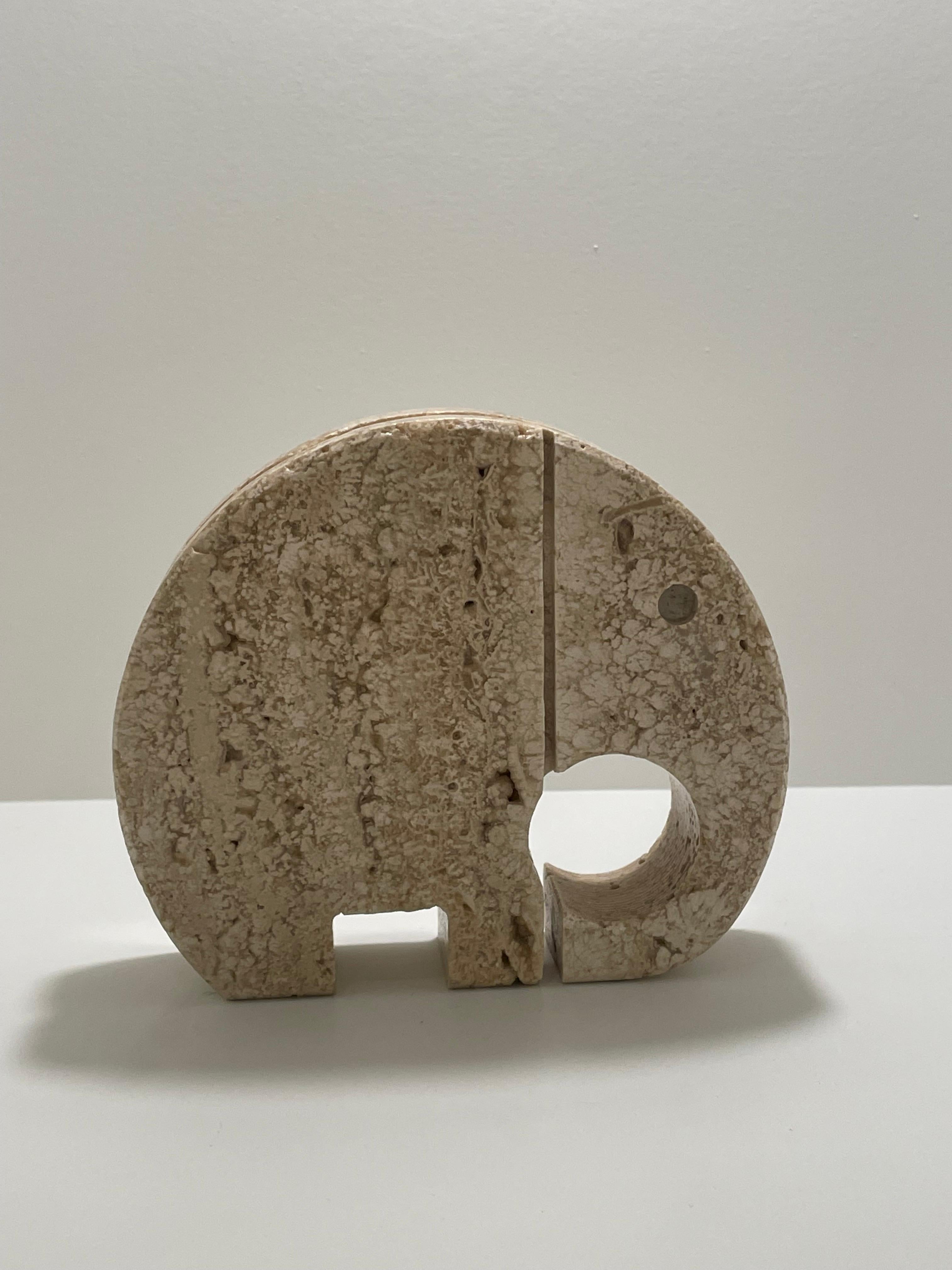 Mid-Century Modern Fratelli Mannelli Travertine Elephant Letter Holder Sculpture, Italy, 1970s