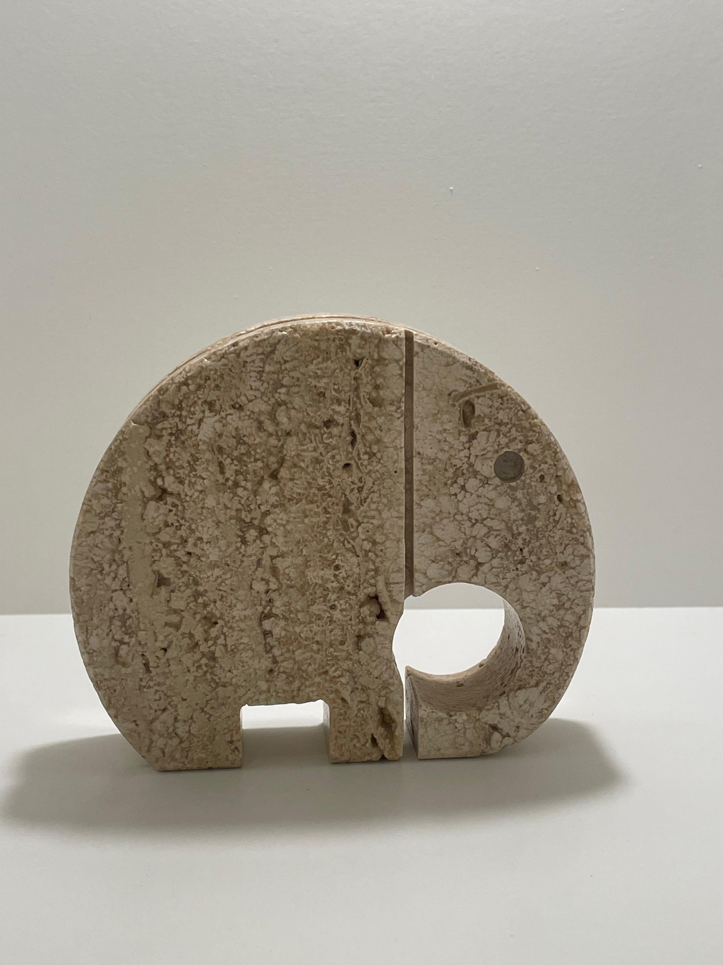 Italian Fratelli Mannelli Travertine Elephant Letter Holder Sculpture, Italy, 1970s