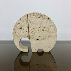 Fratelli Mannelli Travertine Elephant Letter Holder Sculpture Minimalist Italy