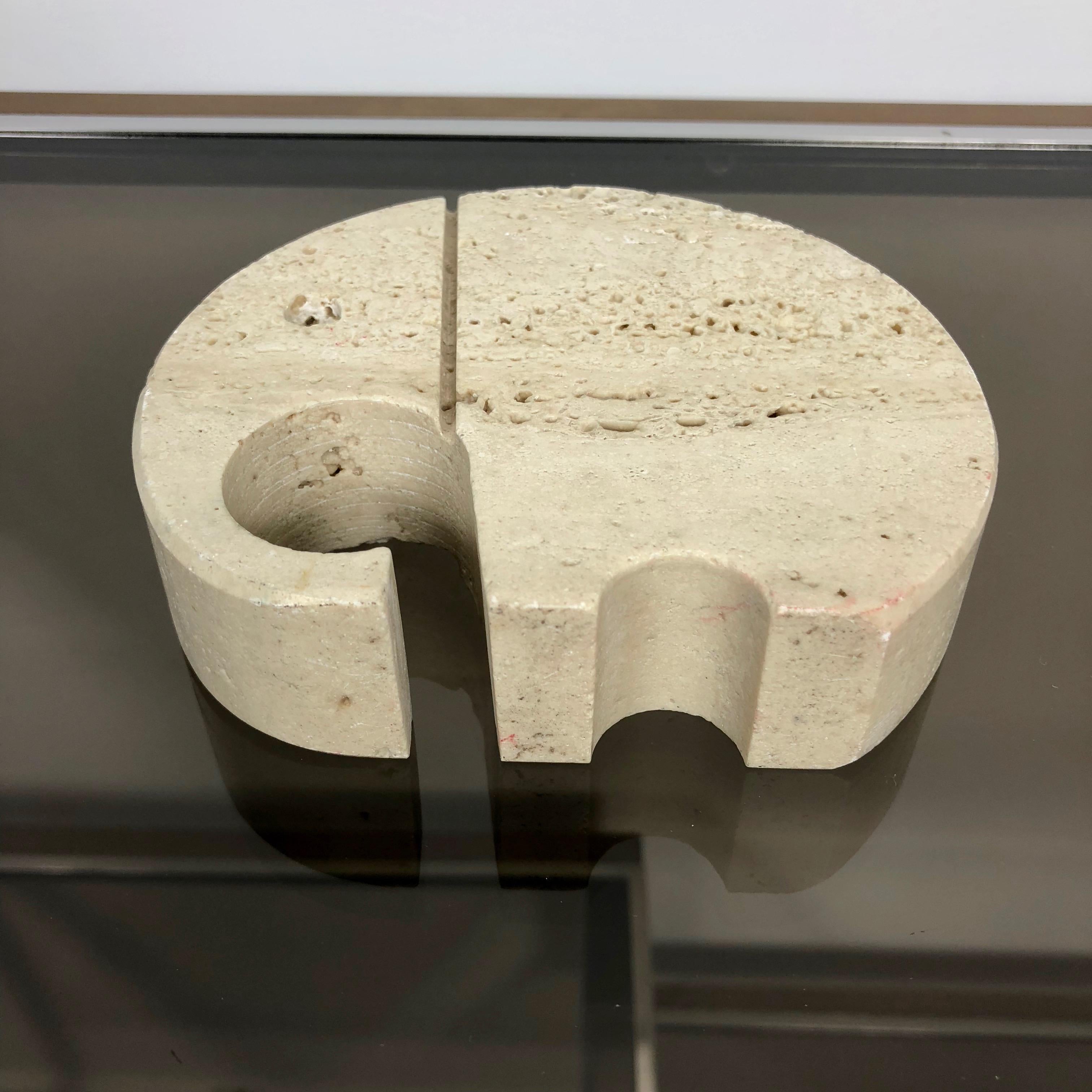 Fratelli Mannelli Travertine Elephant Letter Holder Sculpture Minimalist Italy  1