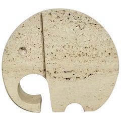 Fratelli Mannelli Travertin Elephant Porte-Papier Sculpture Minimaliste Italie