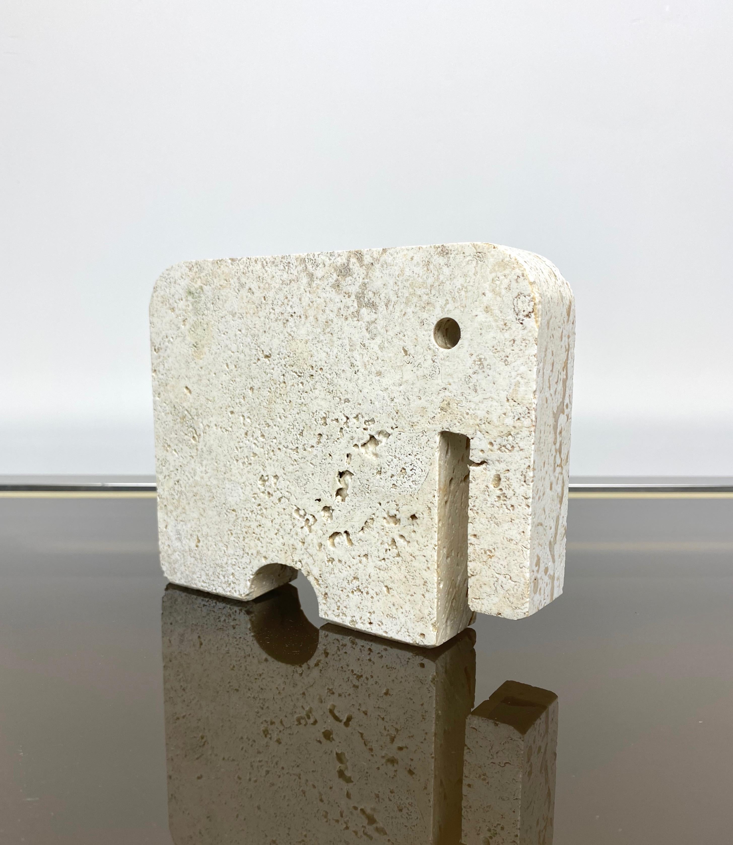 Fratelli Mannelli Travertine Elephant Sculpture, Italy, 1970s In Good Condition In Rome, IT