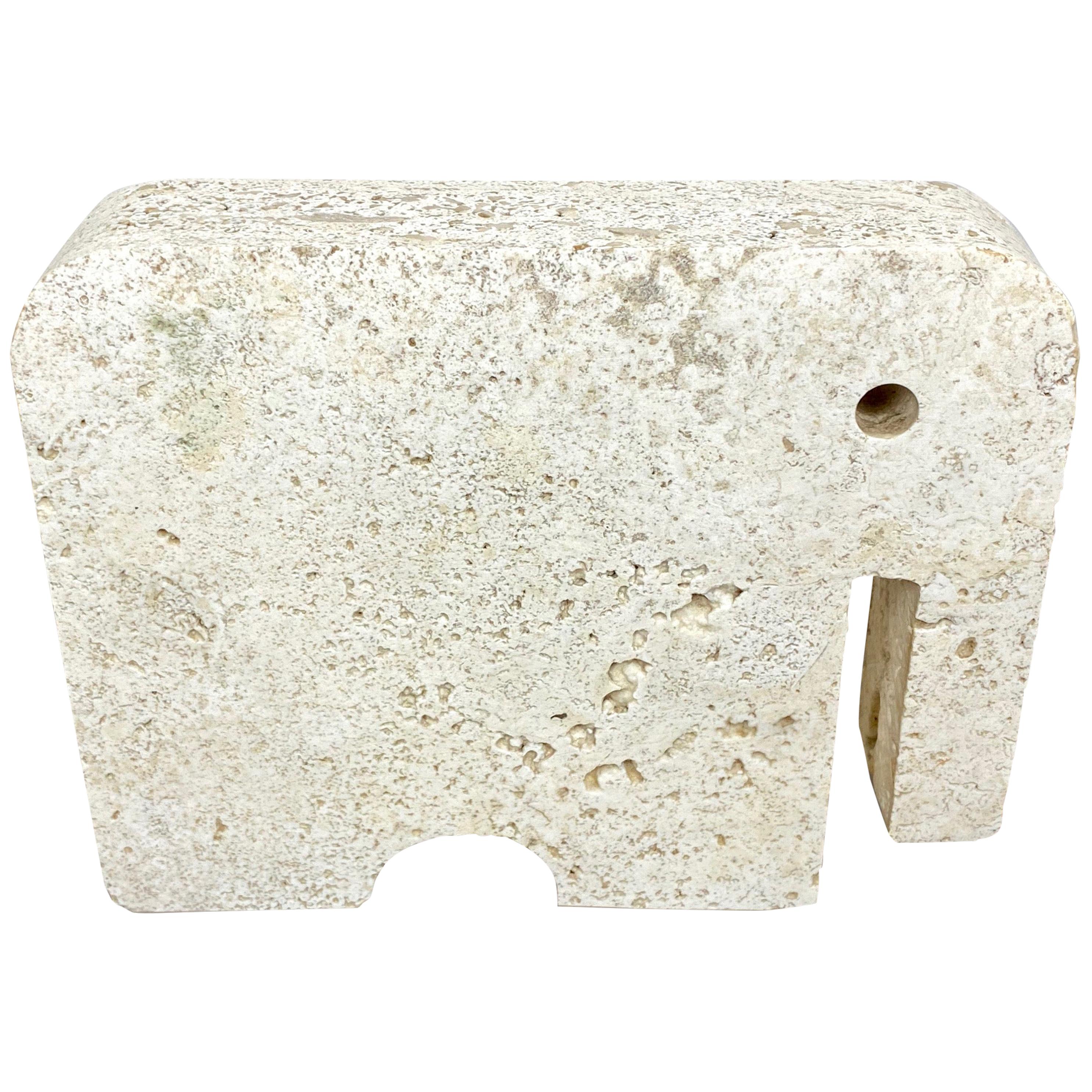 Fratelli Mannelli Travertine Elephant Sculpture, Italy, 1970s