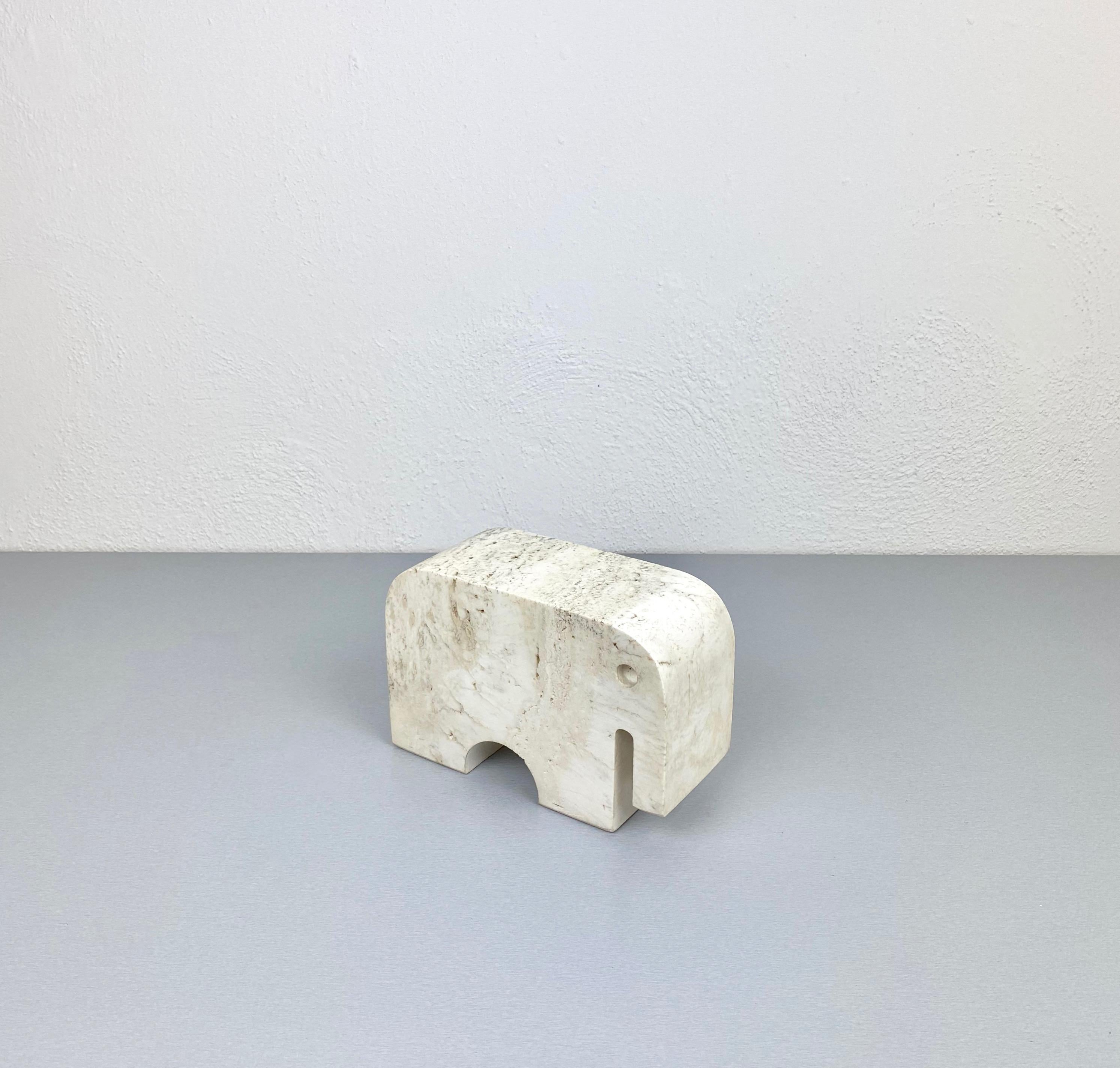 Fratelli Mannelli Travertine Elephant Sculpture Paperweights, Italy, 1970s 1