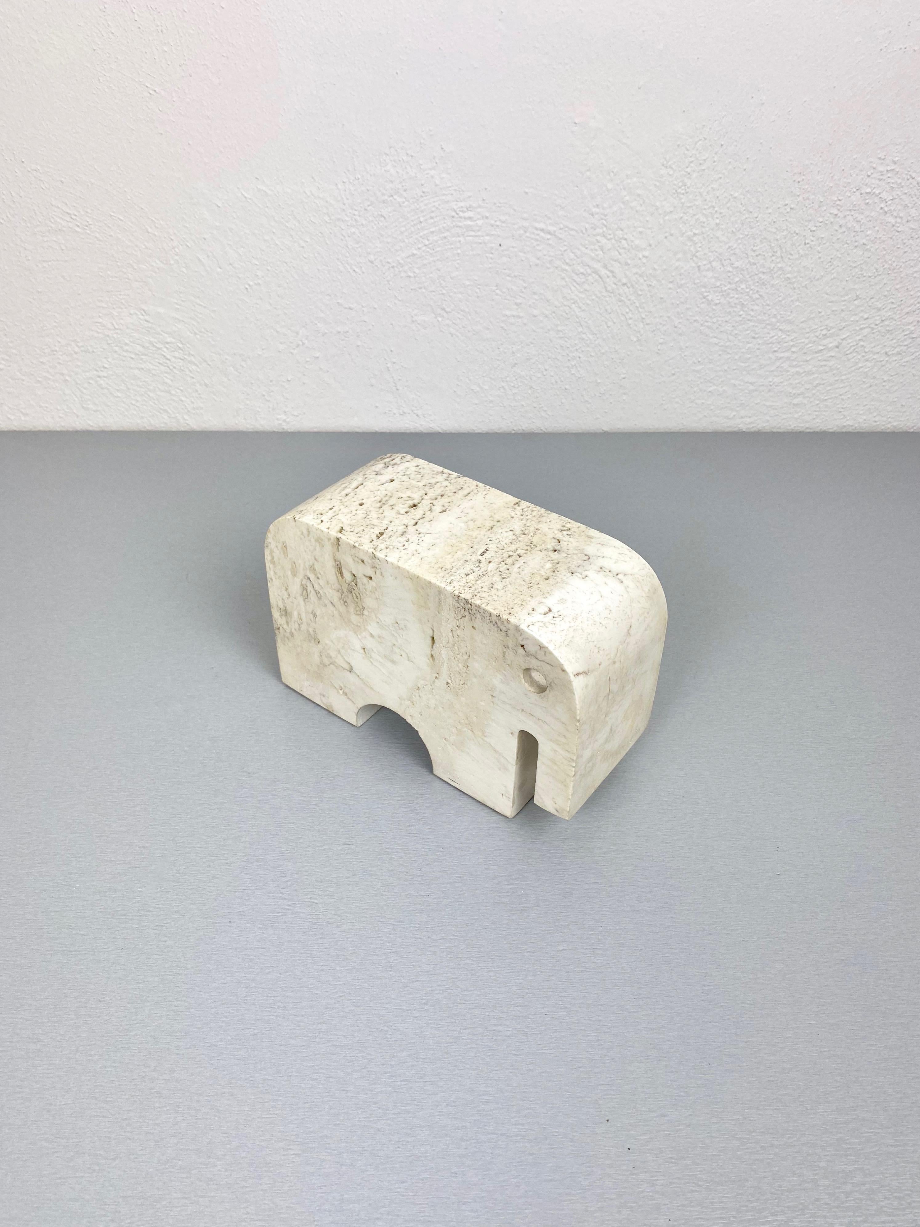 Fratelli Mannelli Travertine Elephant Sculpture Paperweights, Italy, 1970s 2