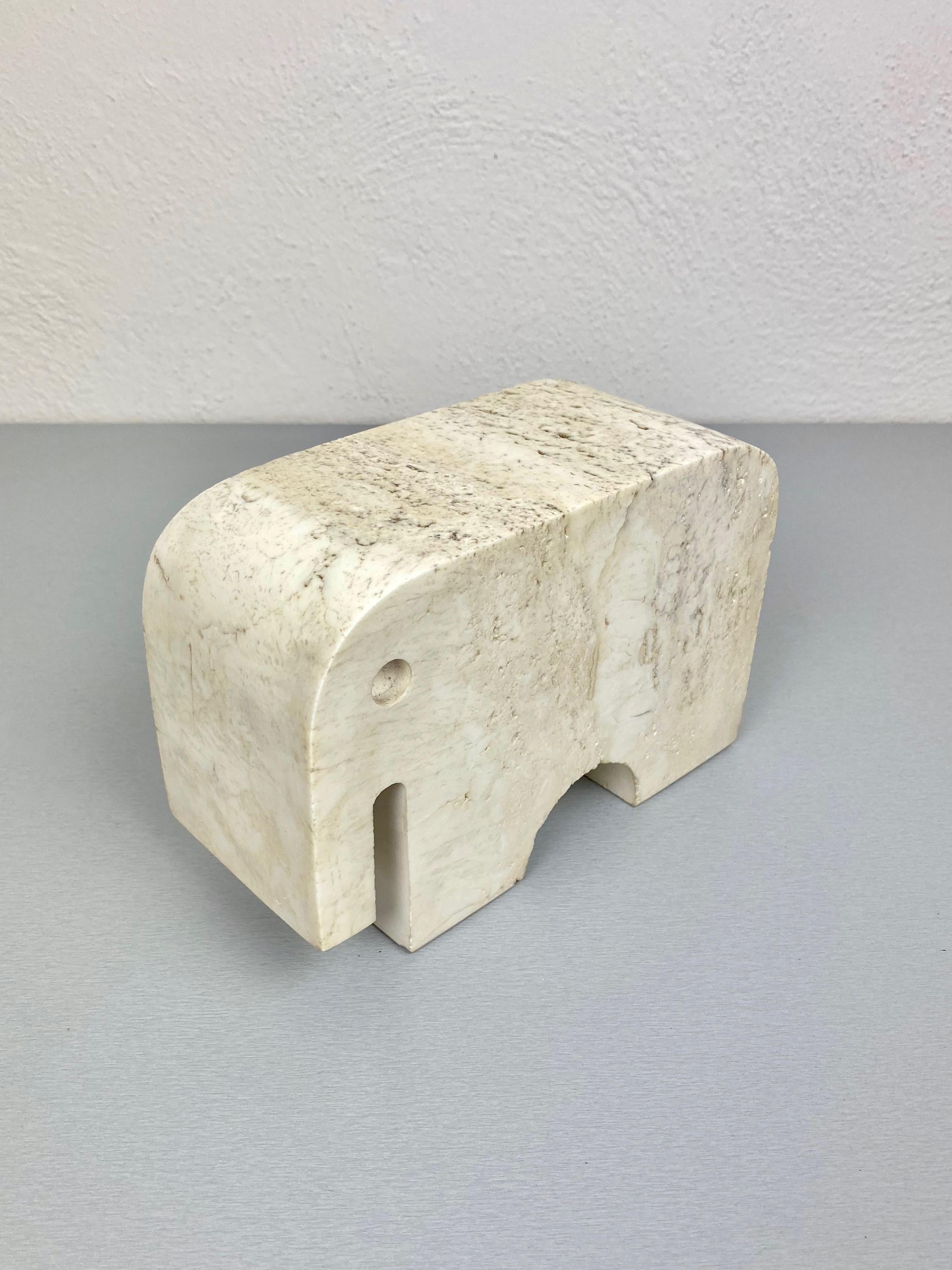Fratelli Mannelli Travertine Elephant Sculpture Paperweights, Italy, 1970s 3