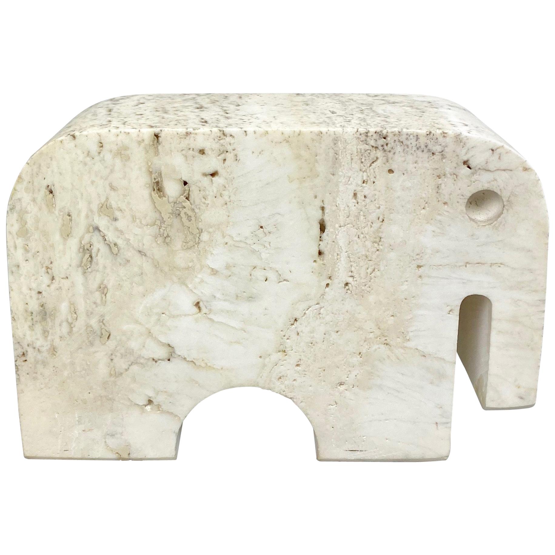 Fratelli Mannelli Travertine Elephant Sculpture Paperweights, Italy, 1970s