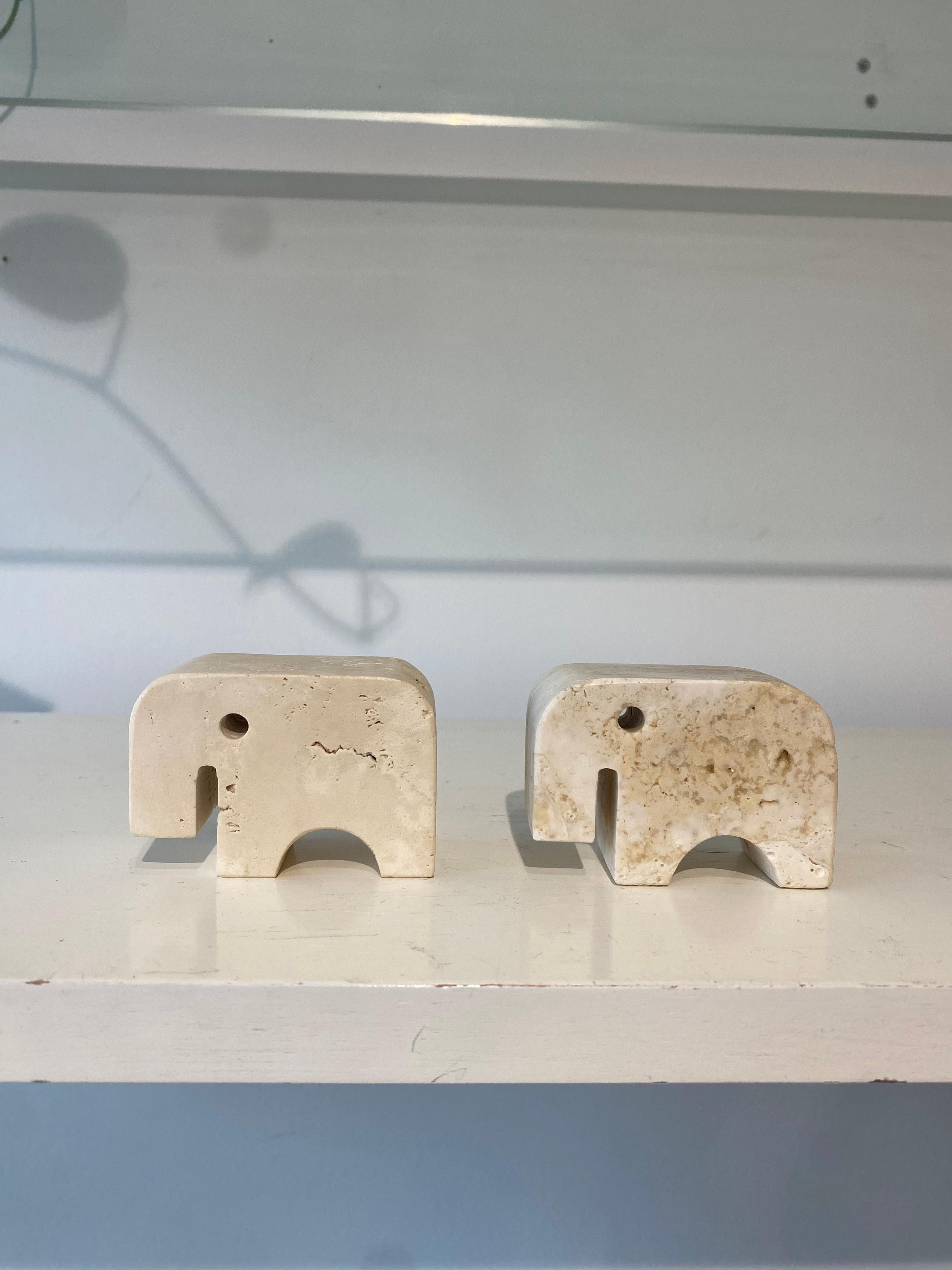Italian Fratelli Mannelli Travertine Elephant Sculptures, Italy circa 1970's For Sale