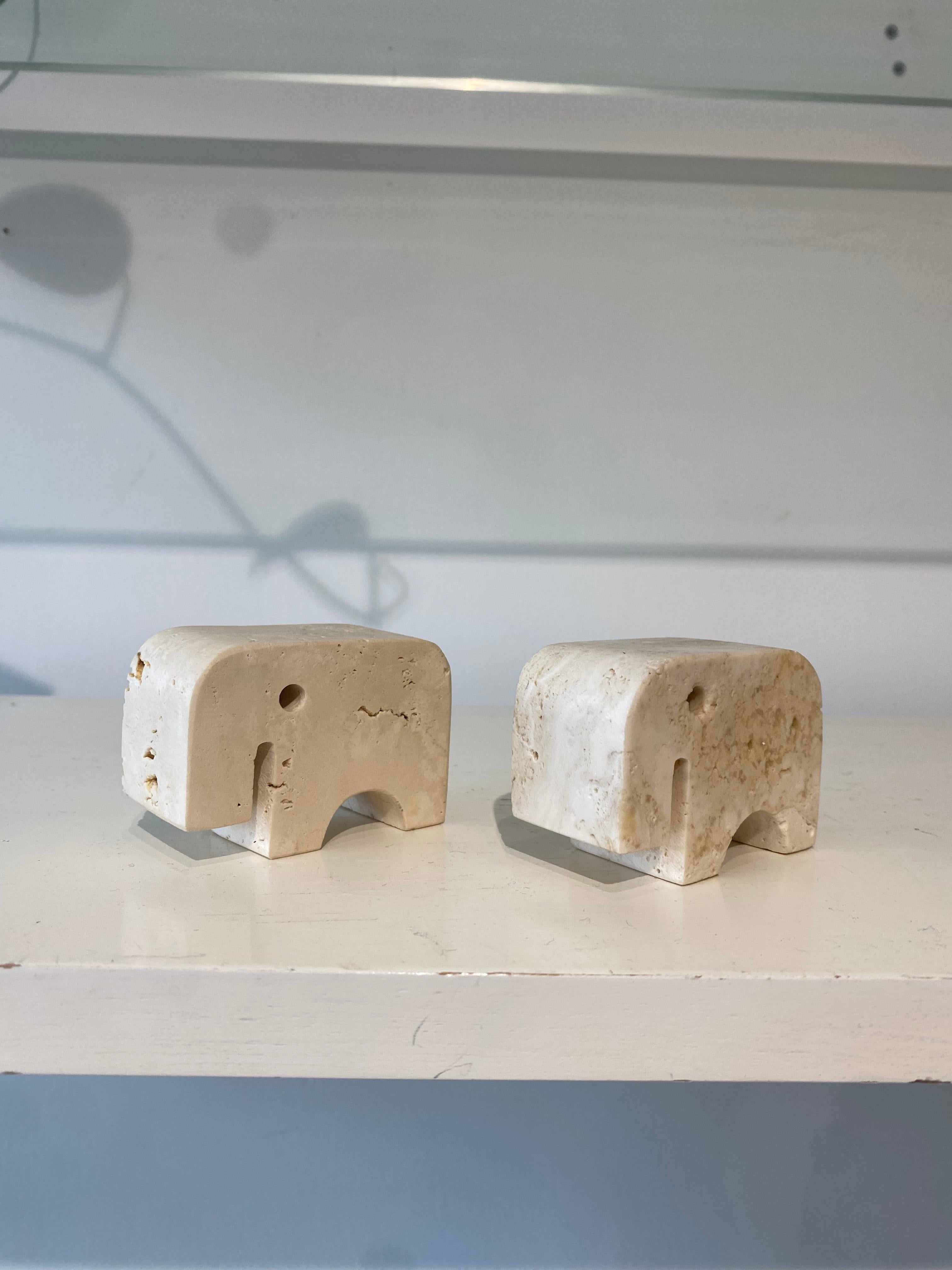Fratelli Mannelli Travertine Elephant Sculptures, Italy circa 1970's In Excellent Condition For Sale In Toronto, ON