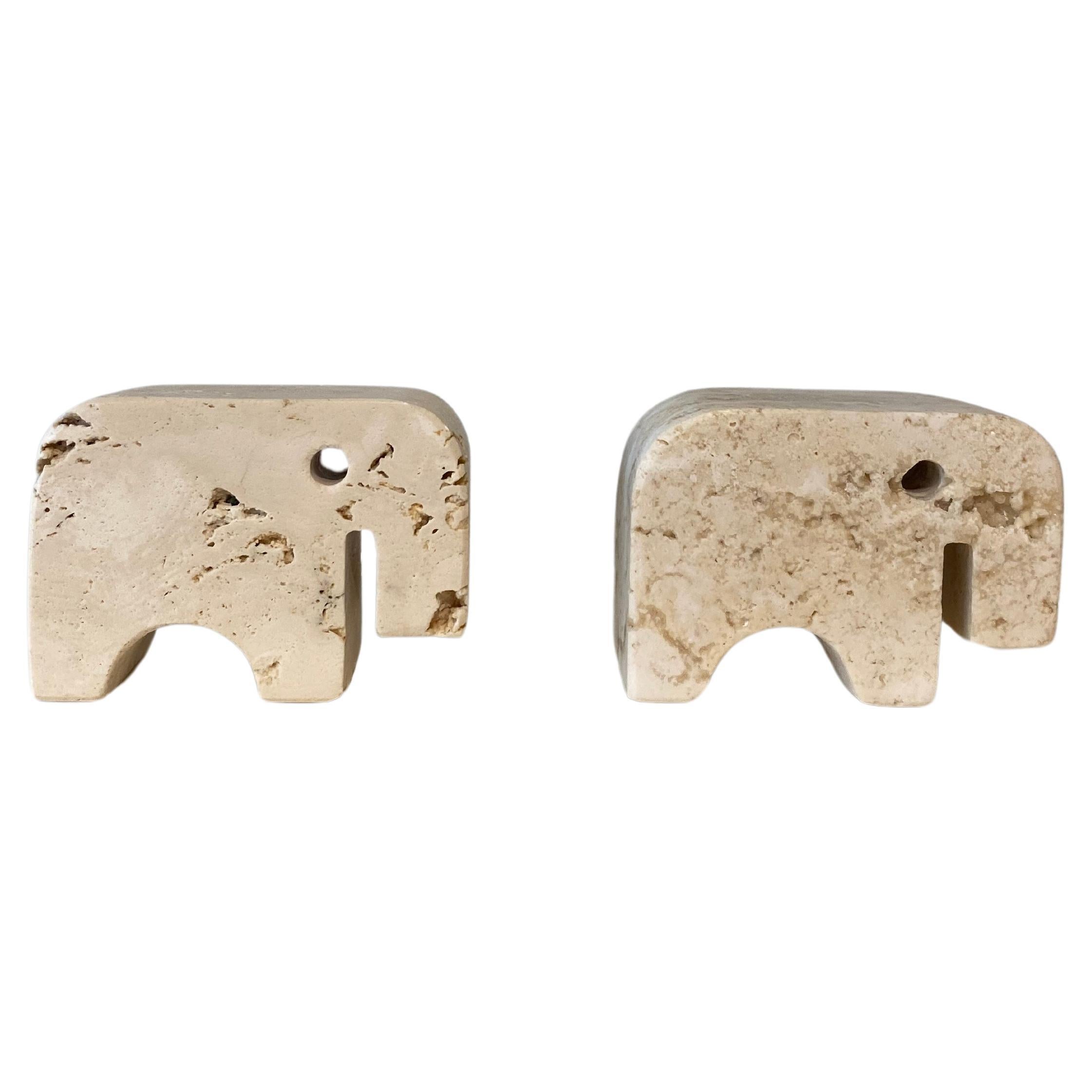 Fratelli Mannelli Travertine Elephant Sculptures, Italy circa 1970's For Sale