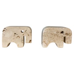 Fratelli Mannelli Travertine Elephant Sculptures, Italy circa 1970's