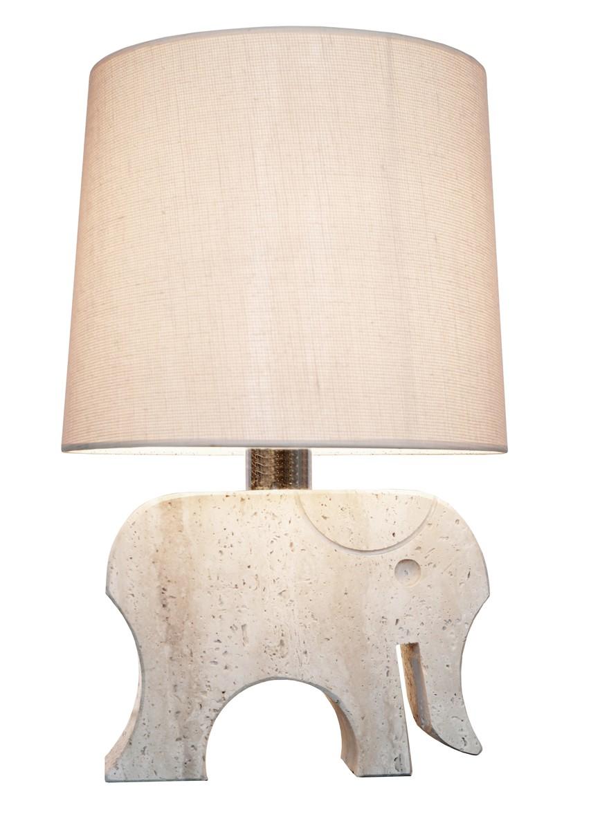 Fratelli Mannelli travertine elephant table lamp, Italy, 1970s.