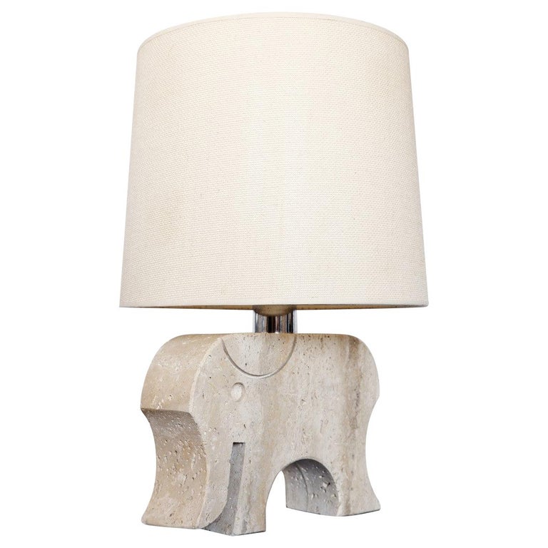 Fratelli Mannelli Travertine Elephant, Elephant Table Lamp