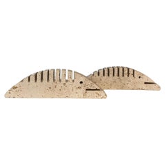 Fratelli Mannelli Travertine Fish Sculptures, Italy circa 1970's