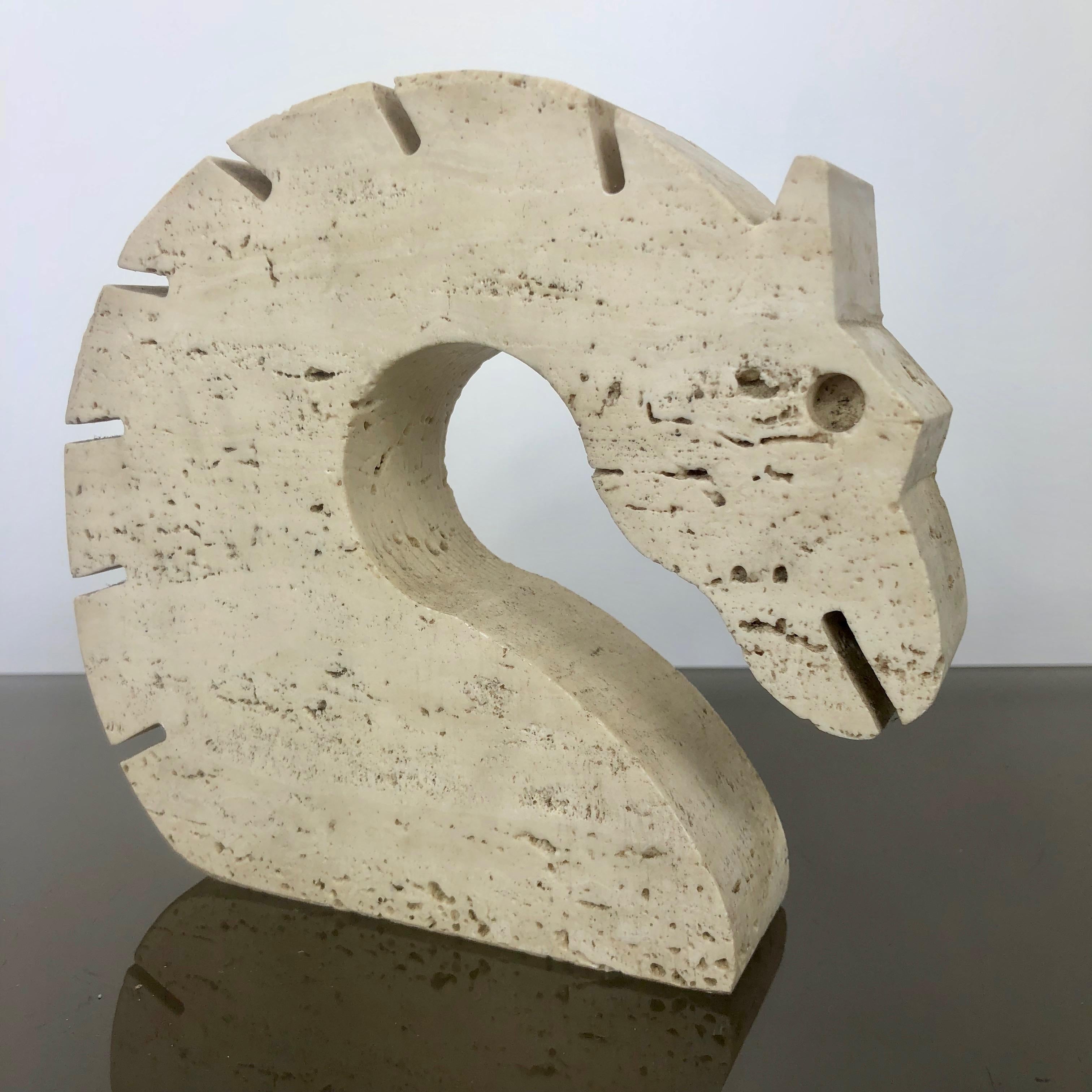 Fratelli Mannelli Travertine Letter Holder Horse Sculpture Italy, 1970s In Good Condition In Rome, IT