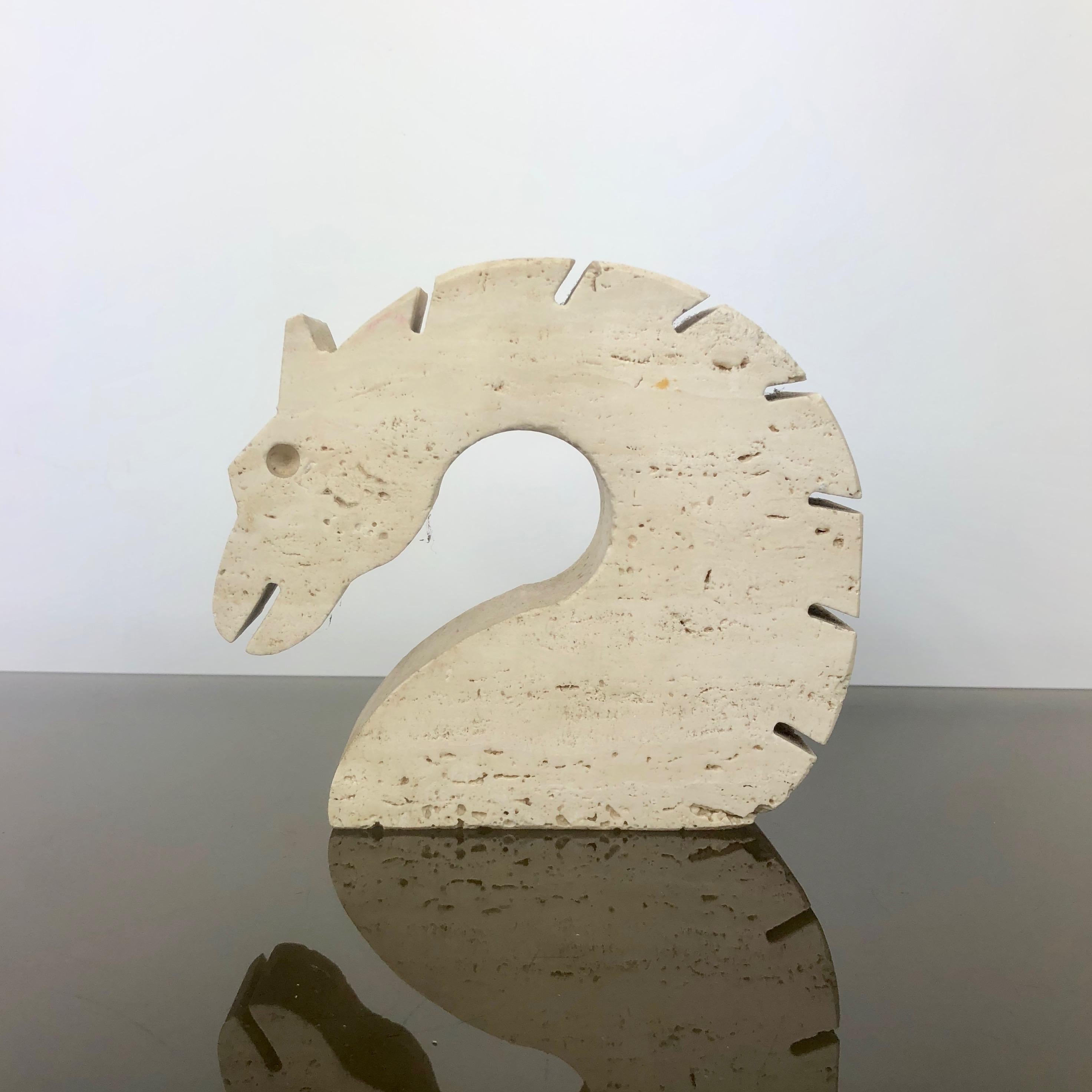 Late 20th Century Fratelli Mannelli Travertine Letter Holder Horse Sculpture Italy, 1970s