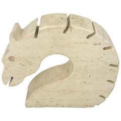 Fratelli Mannelli Travertine Letter Holder Horse Sculpture Italy, 1970s