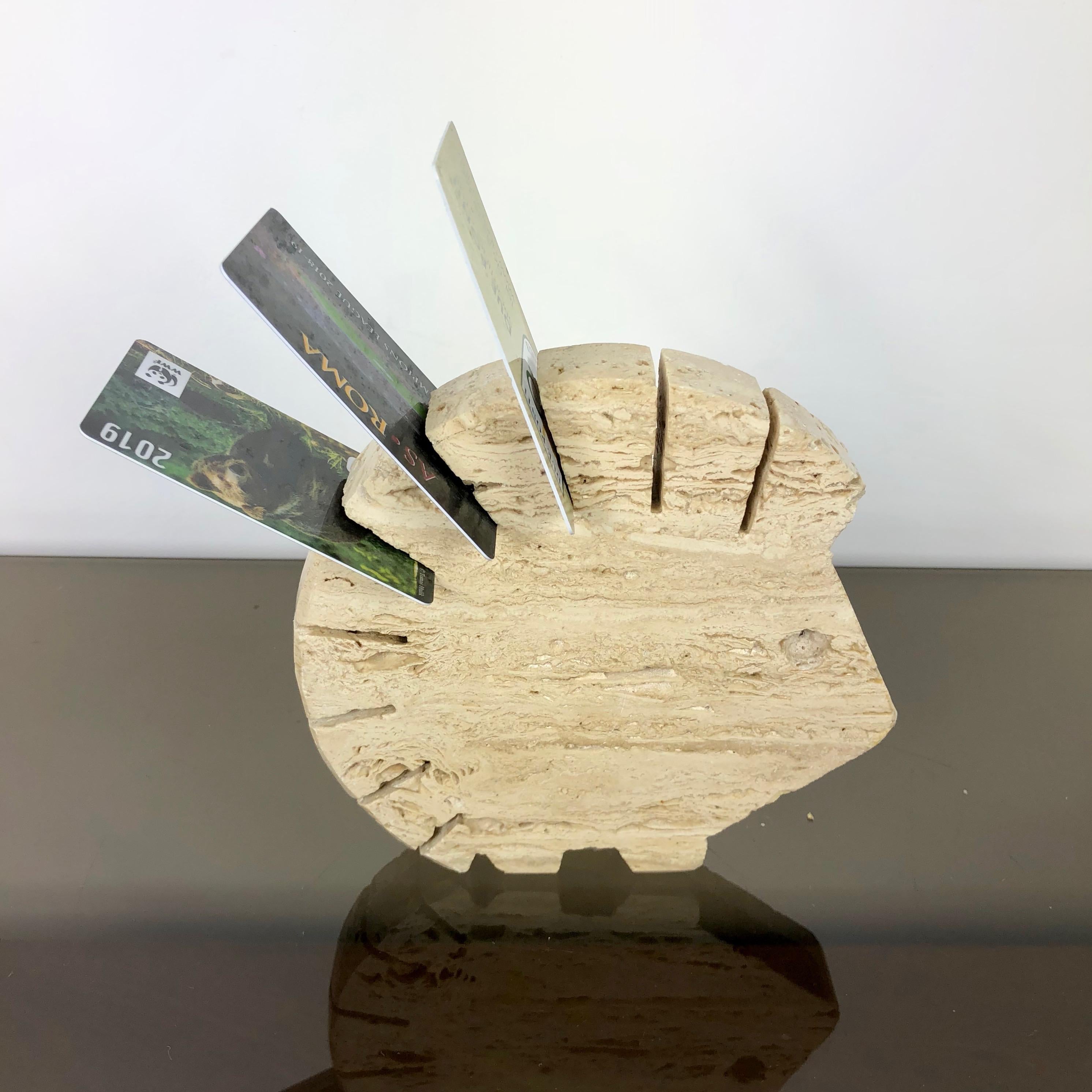 Fratelli Mannelli Travertine Letter Holder Porcupine Sculpture Italy, 1970s In Good Condition In Rome, IT