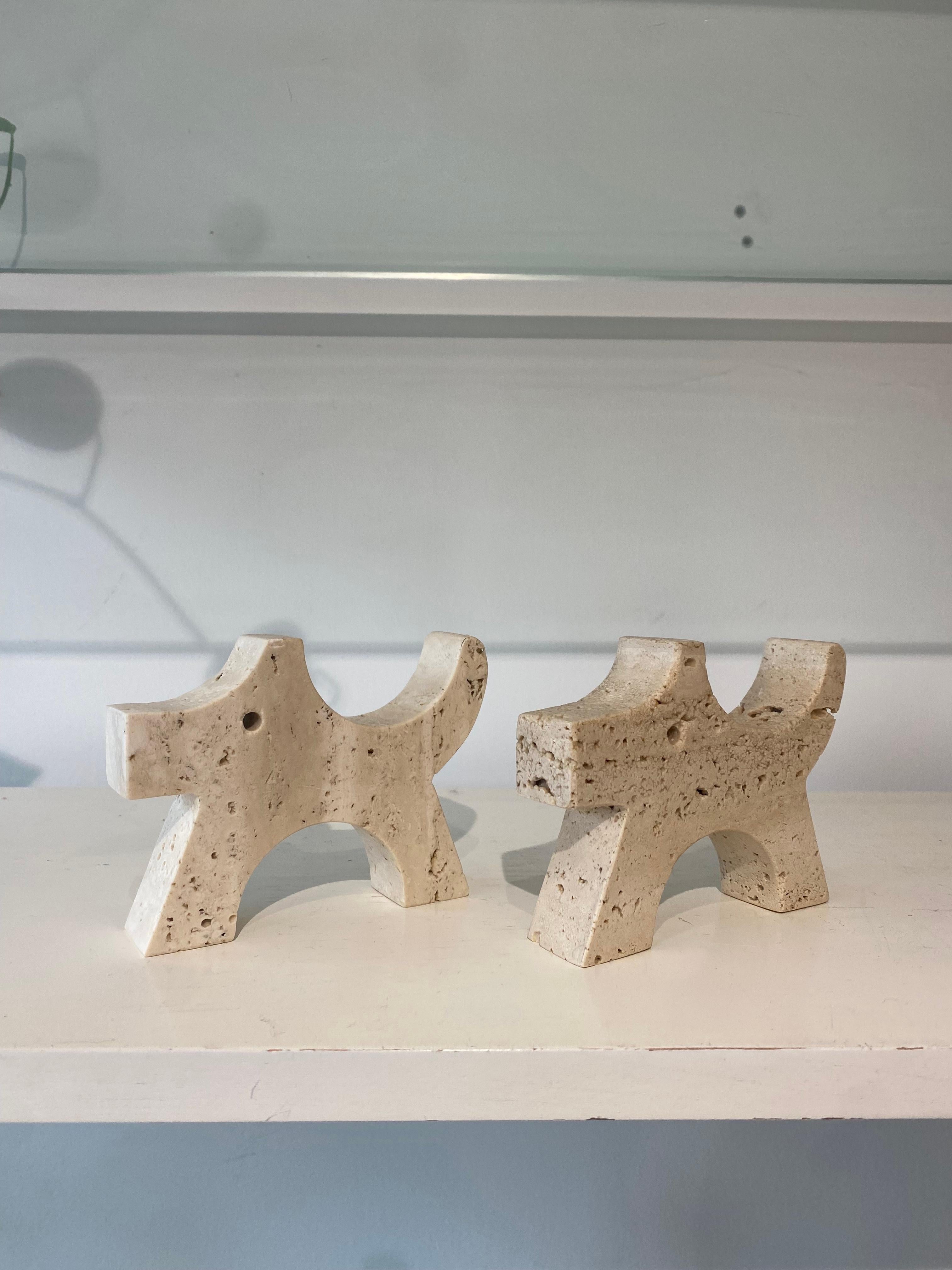 Fratelli Mannelli Travertine Scotty Dog Sculptures, Italy circa 1970's In Excellent Condition For Sale In Toronto, ON