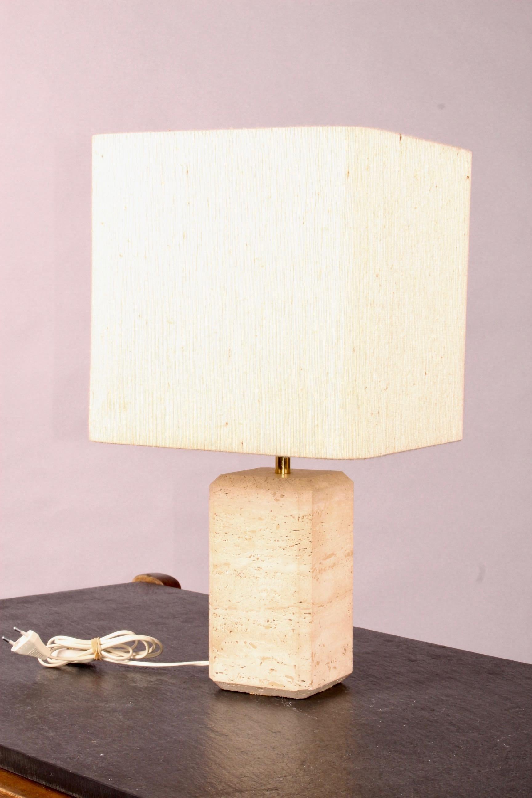 Italian Fratelli Mannelli Travertino Table Lamp