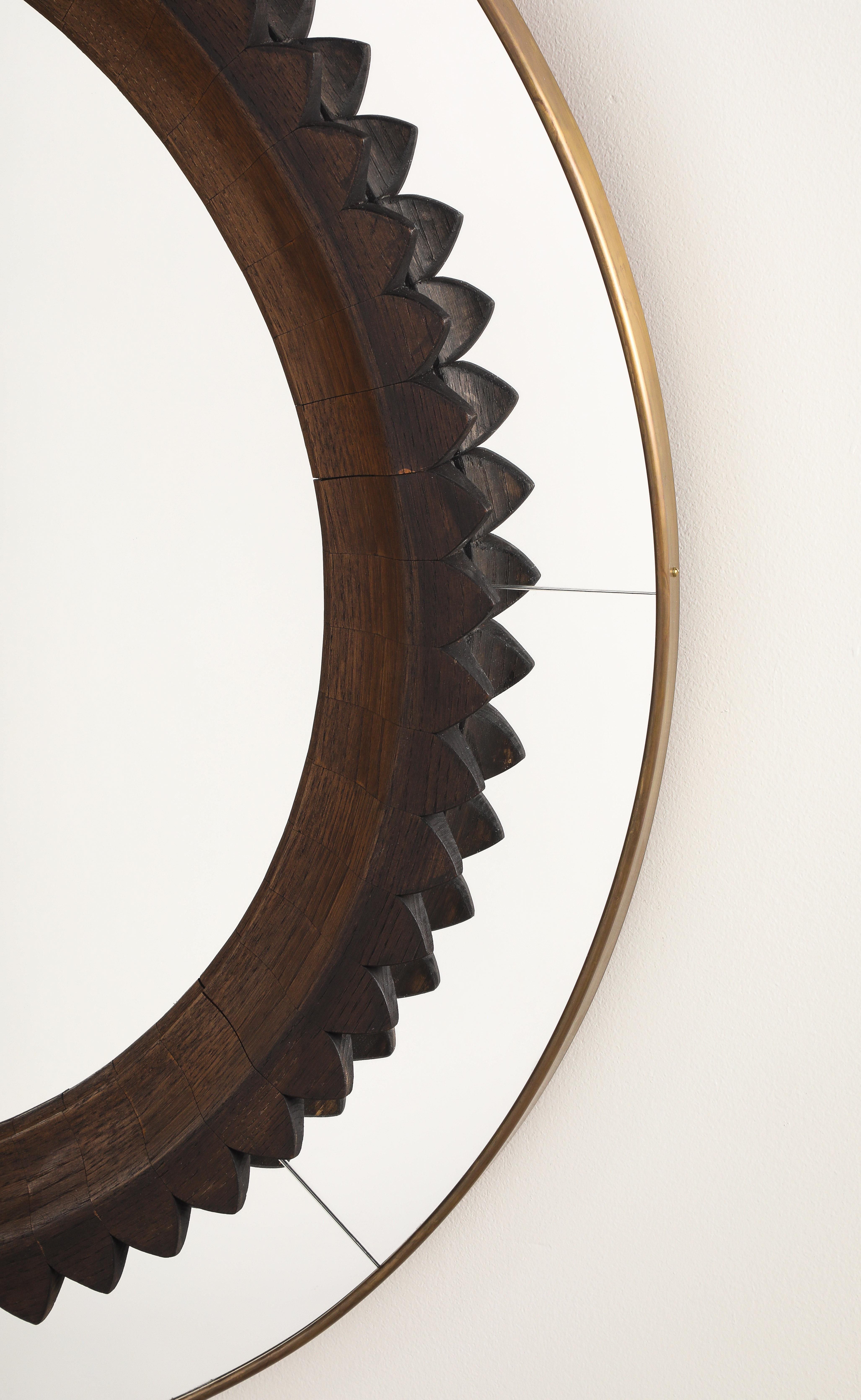 Miroir en noyer sculpté à la main par Fratelli Marelli pour Framar, Italie, vers 1940 en vente 5