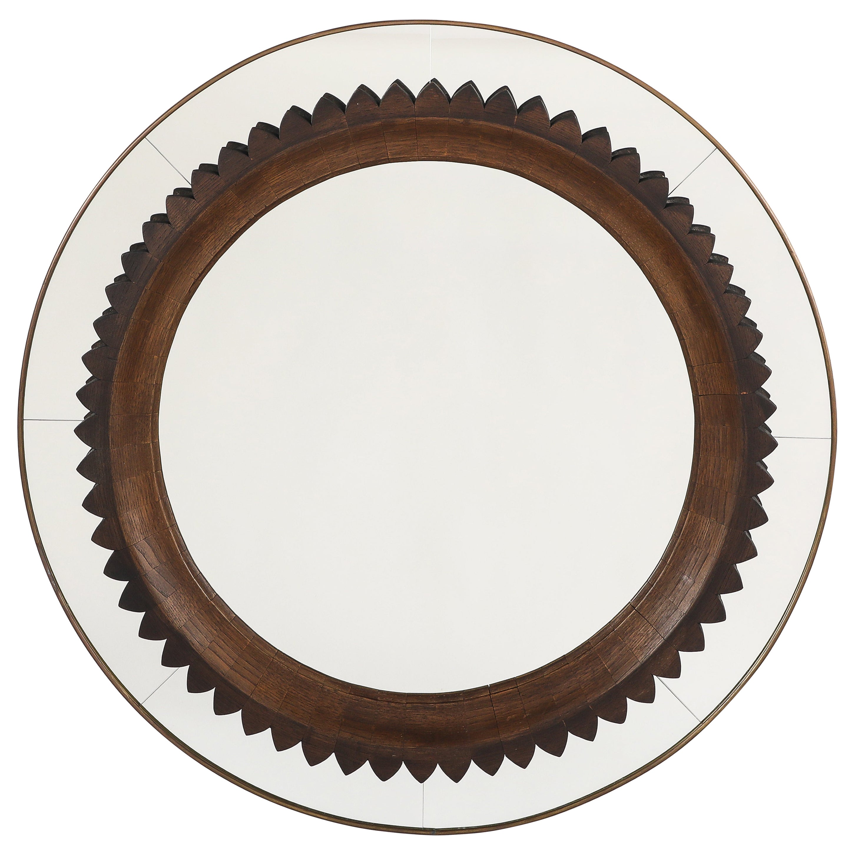 Miroir en noyer sculpté à la main par Fratelli Marelli pour Framar, Italie, vers 1940 en vente