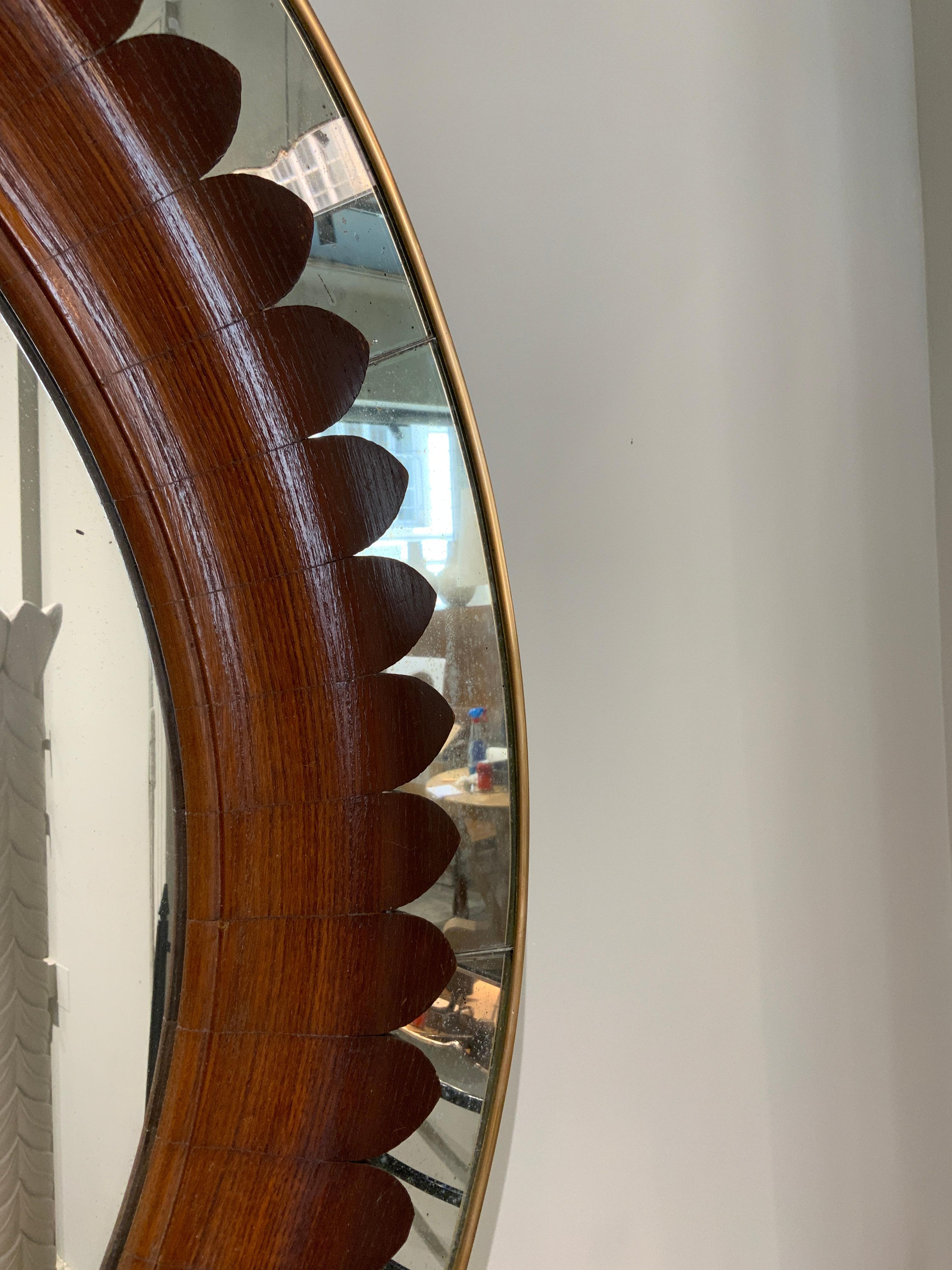 Mid-Century Modern Miroir en bois Fratelli Marelli Italie 1950 en vente