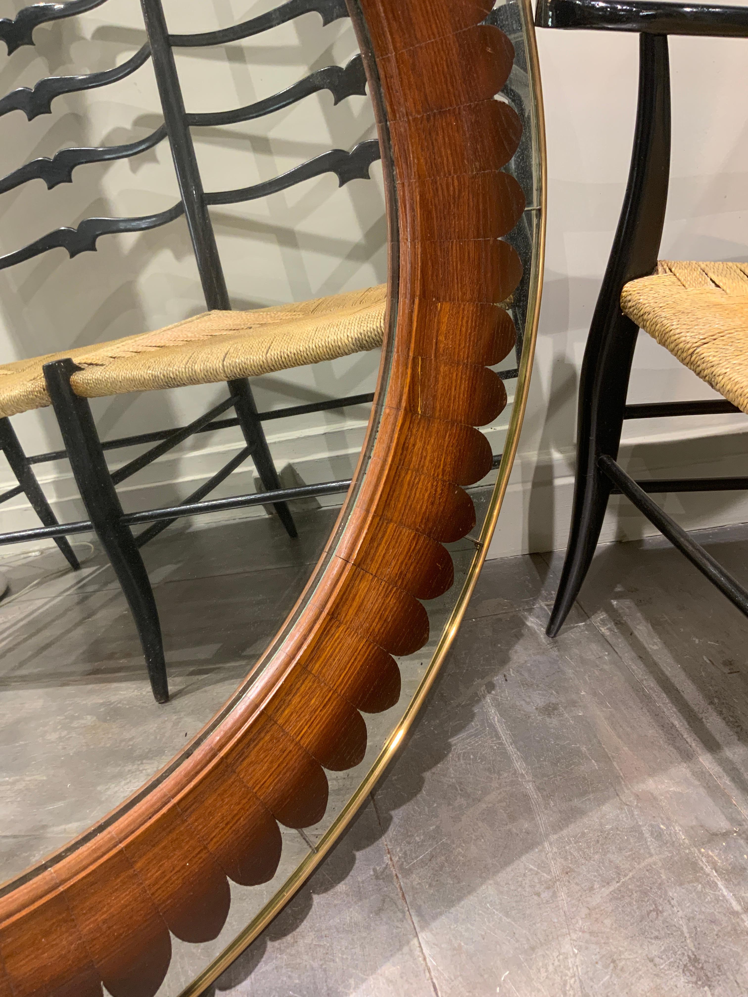 Italian Fratelli Marelli wooden mirror Italy 1950