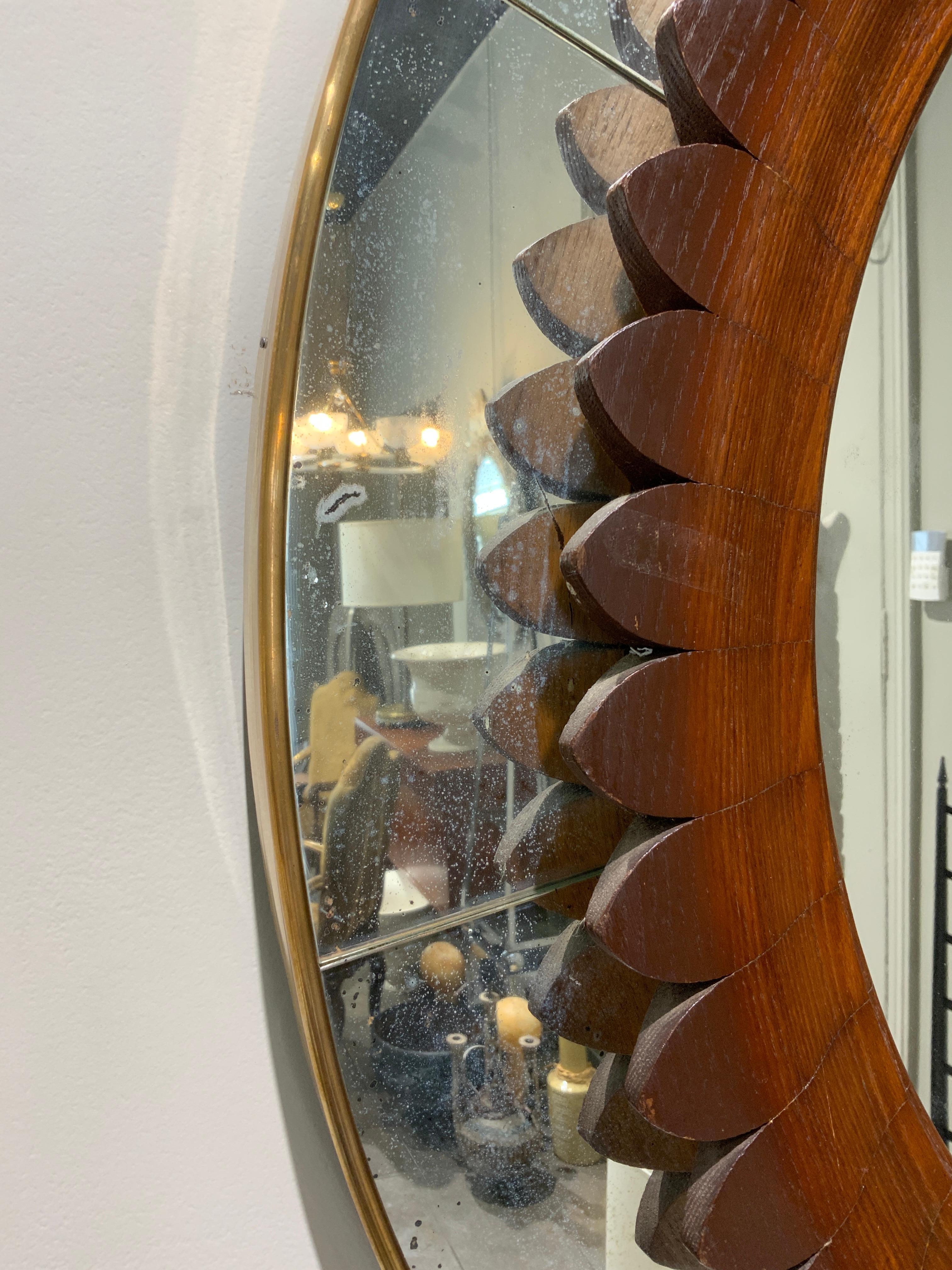 italien Miroir en bois Fratelli Marelli Italie 1950 en vente