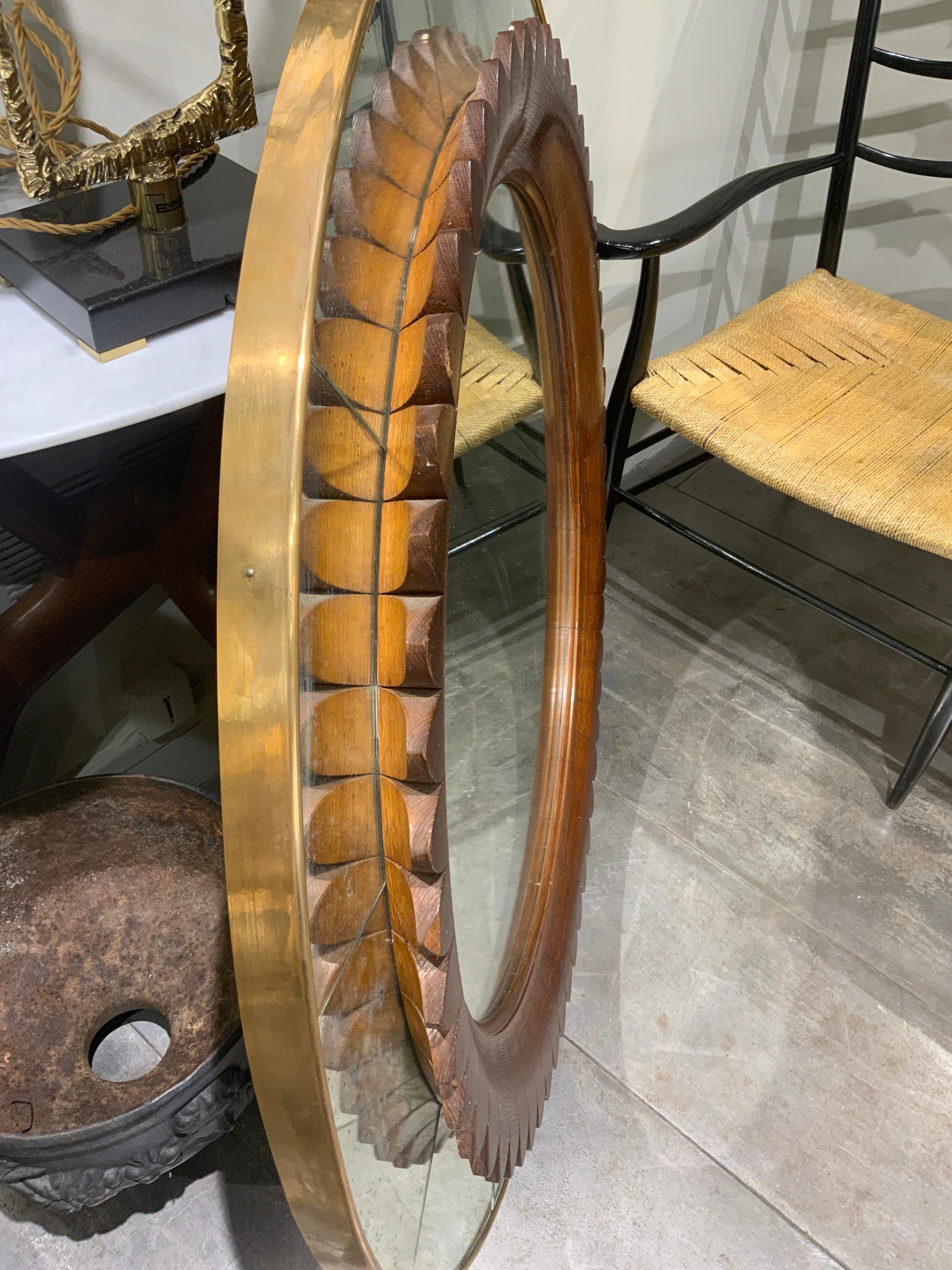 Fratelli Marelli wooden mirror Italy 1950 In Good Condition In PARIS, FR