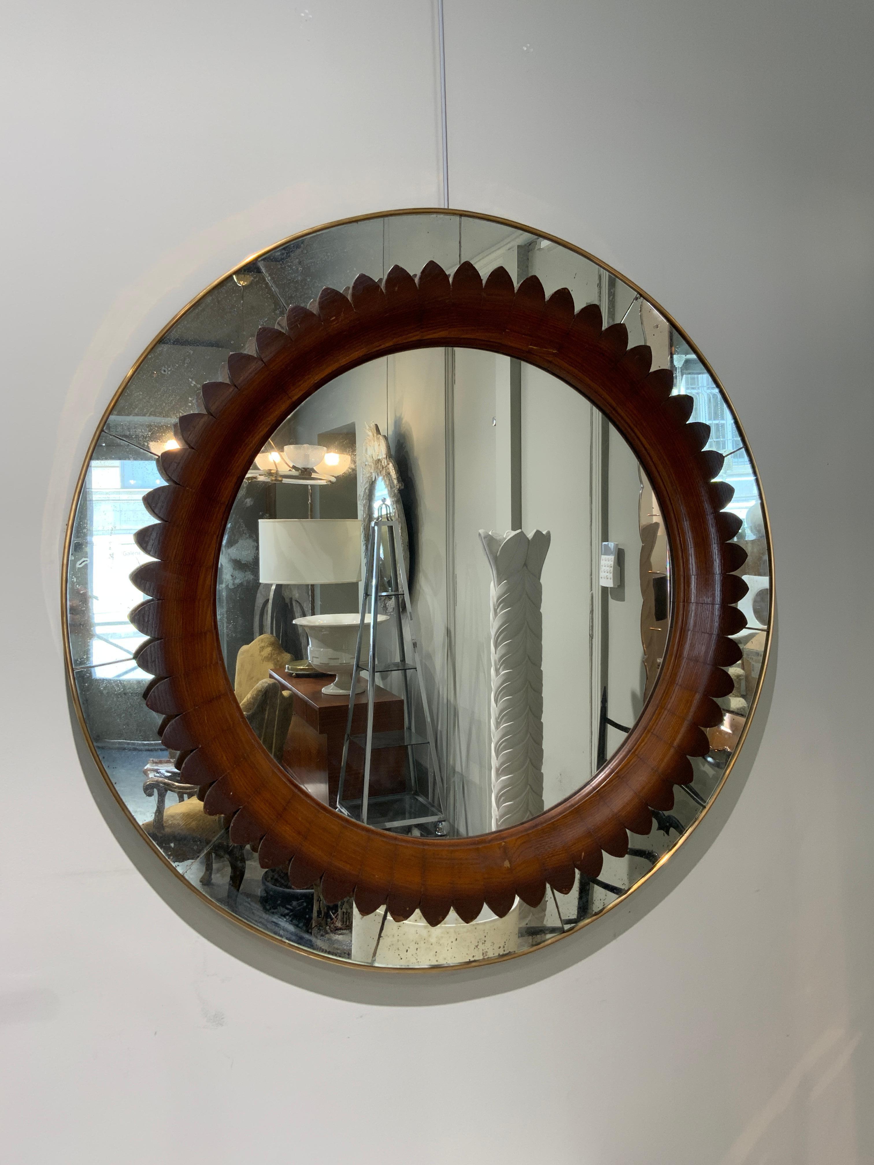 Miroir en bois Fratelli Marelli Italie 1950 Bon état - En vente à PARIS, FR