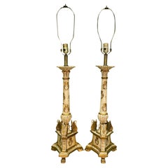 Retro Fratelli Paoletti Giltwood Swan Form Table Lamps