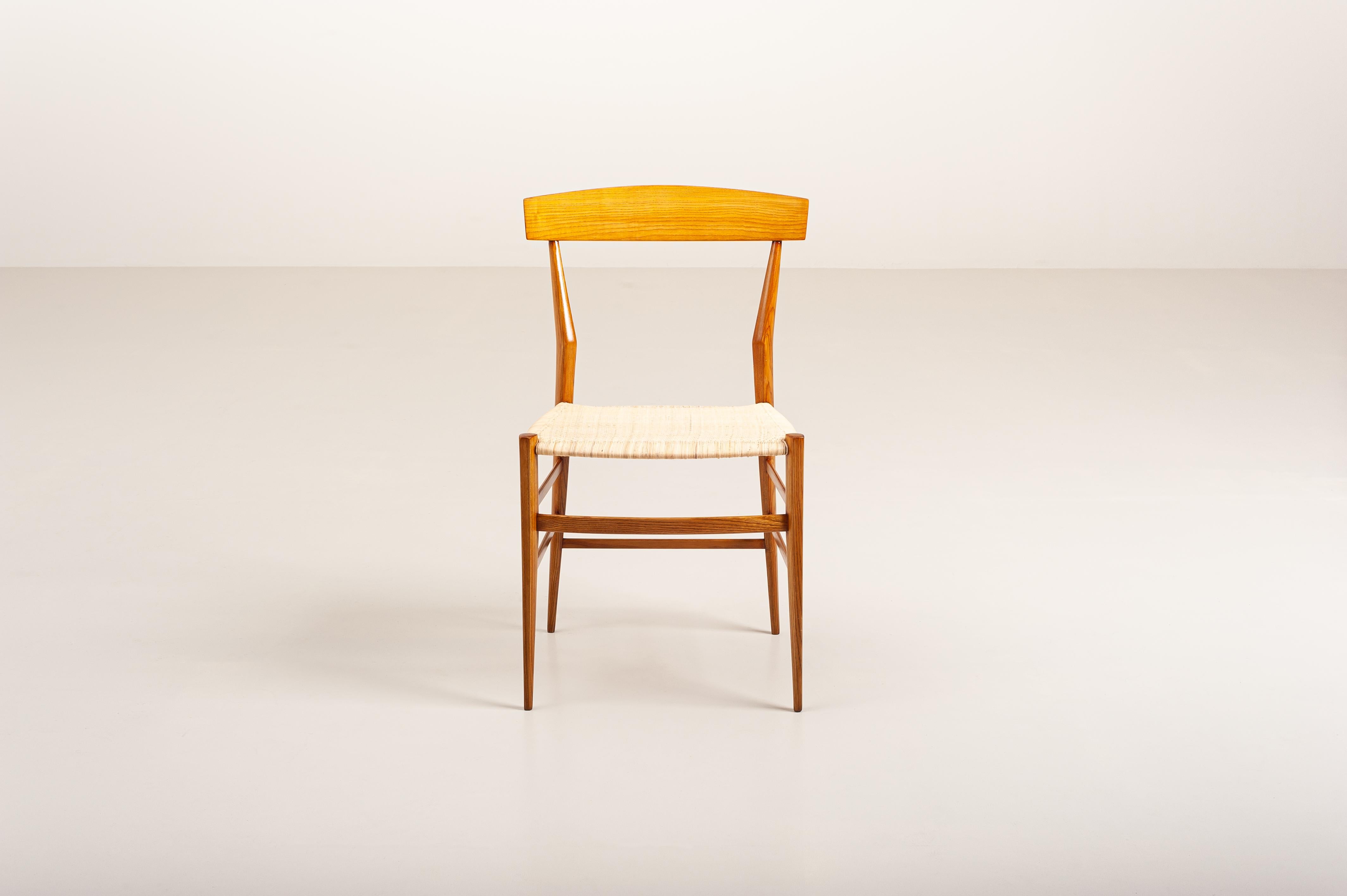 Caning 'Fratelli Podestà', 4 Chairs Model P5 with Drawn Guinea Cane Top, Chiavari 1970s For Sale