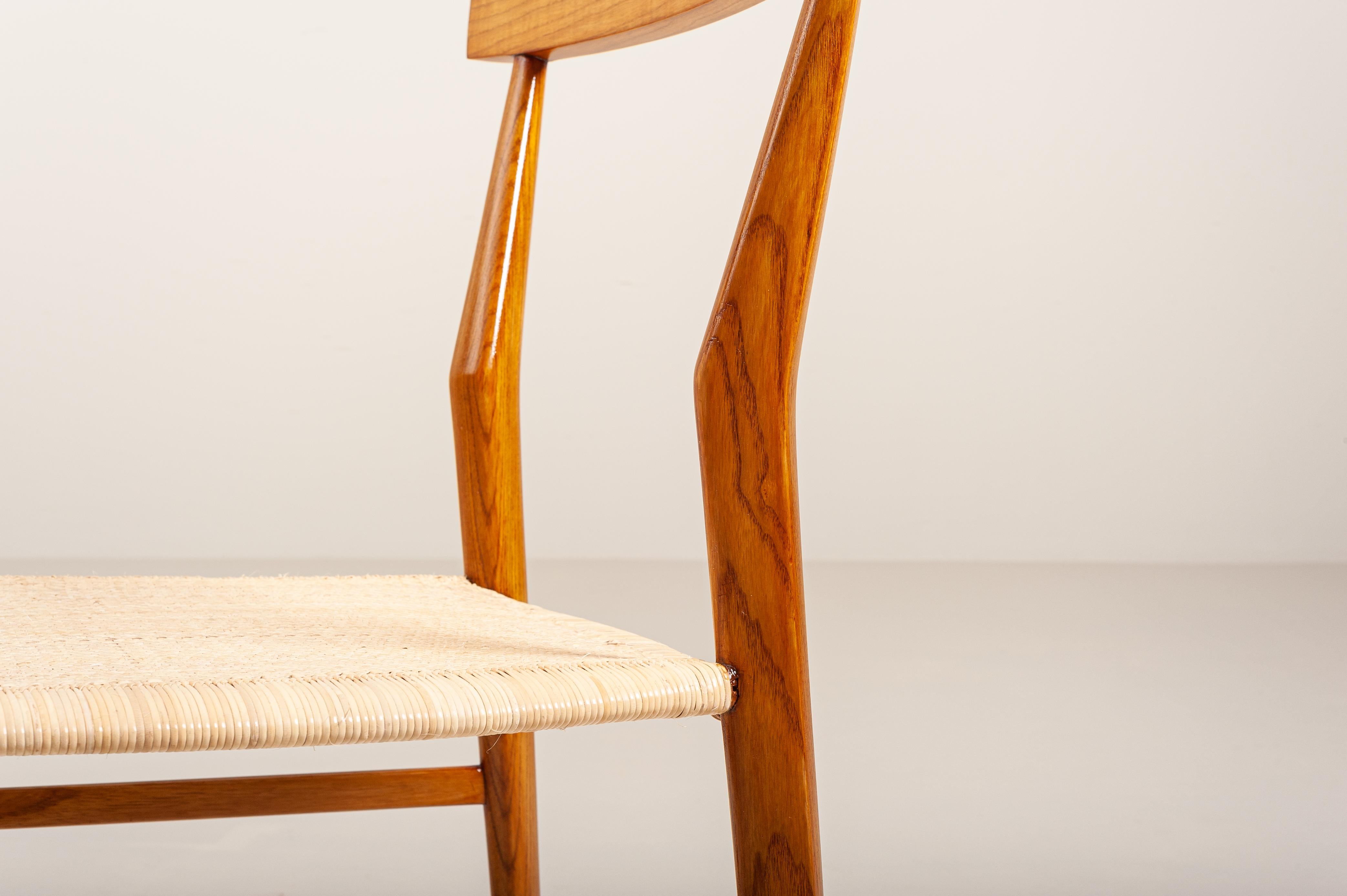 Late 20th Century 'Fratelli Podestà', 4 Chairs Model P5 with Drawn Guinea Cane Top, Chiavari 1970s For Sale