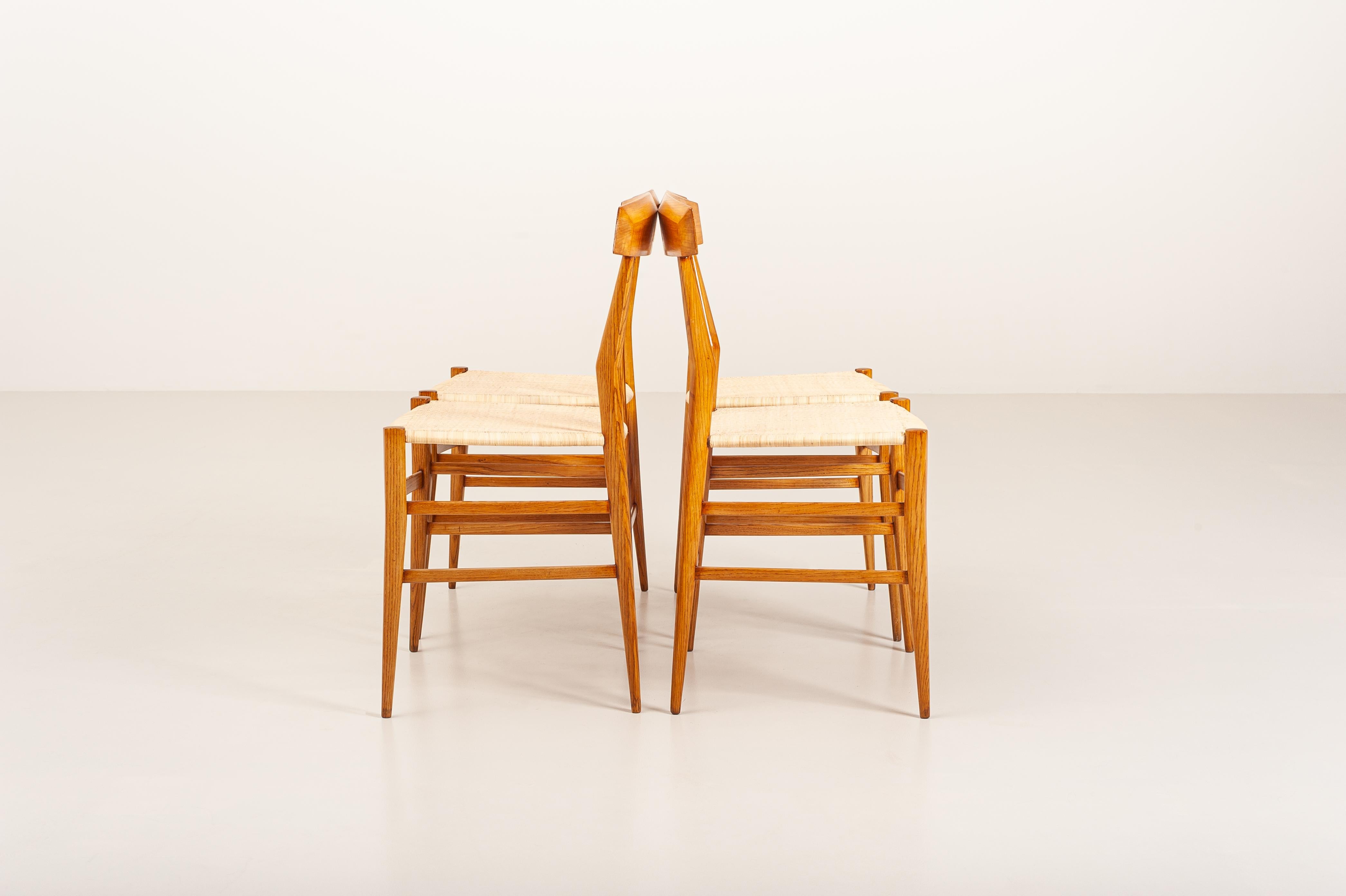 'Fratelli Podestà', 4 Chairs Model P5 with Drawn Guinea Cane Top, Chiavari 1970s For Sale 3