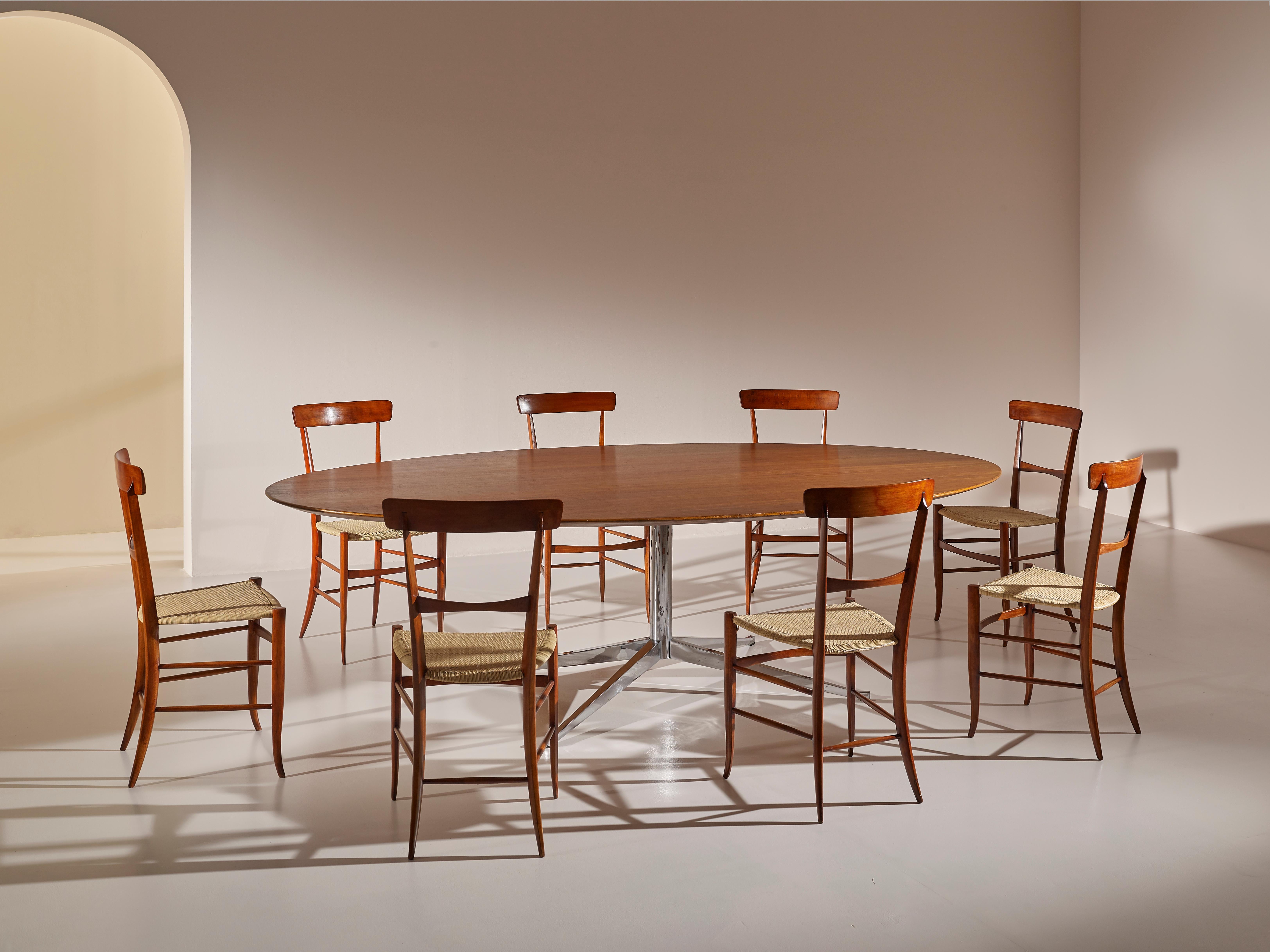 Fratelli Podestà, 8 Dining Chairs ''Campanino 900'' Model, Chiavari, 1950s For Sale 6