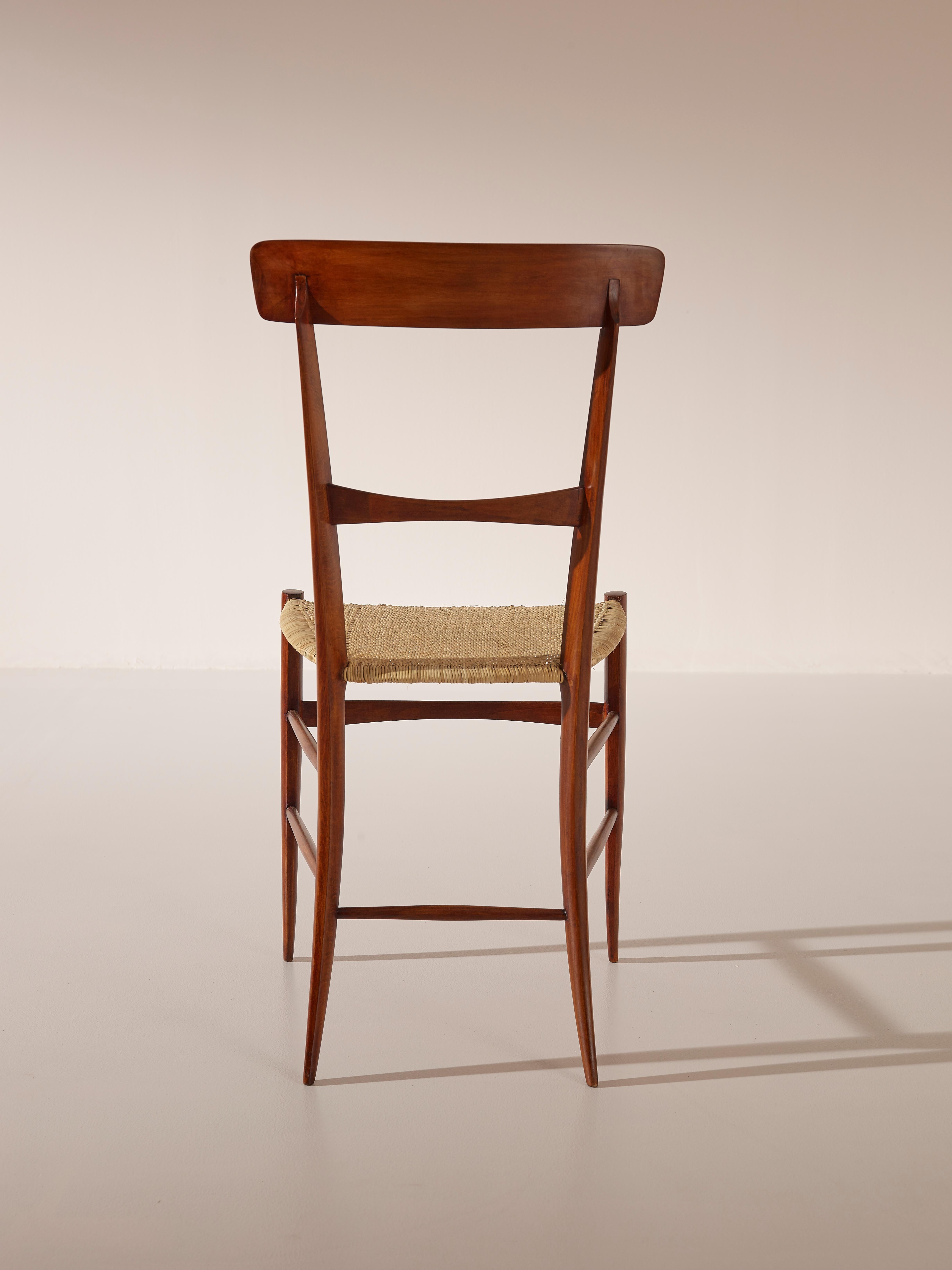 Italian Fratelli Podestà, 8 Dining Chairs ''Campanino 900'' Model, Chiavari, 1950s For Sale