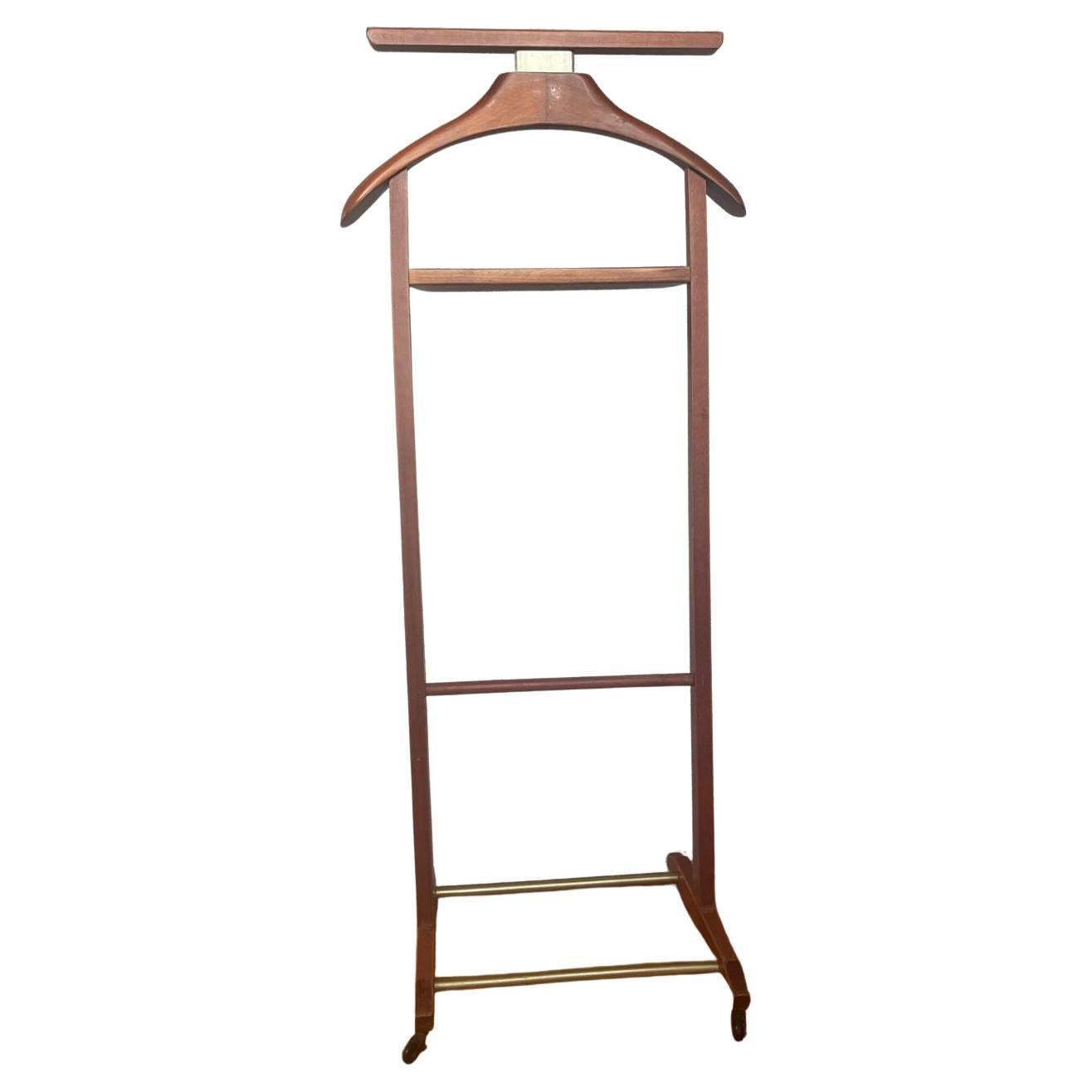 Italian 1960s Fratelli Reguitti Valet Stand in Wood & Brass