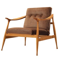 Vintage Fratelli Reguitti 'Lord' Lounge Chair in Walnut and Brown Velvet Upholstery