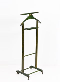 Fratelli Reguitti Midcentury Italian Green Beech and Brass Coat Rack, 1960s