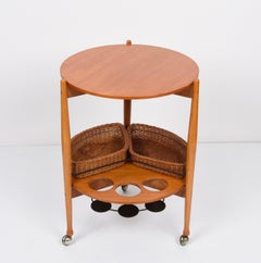 Fratelli Reguitti Midcentury Round Beech Wood and Iron Italian Trolley, 1950s